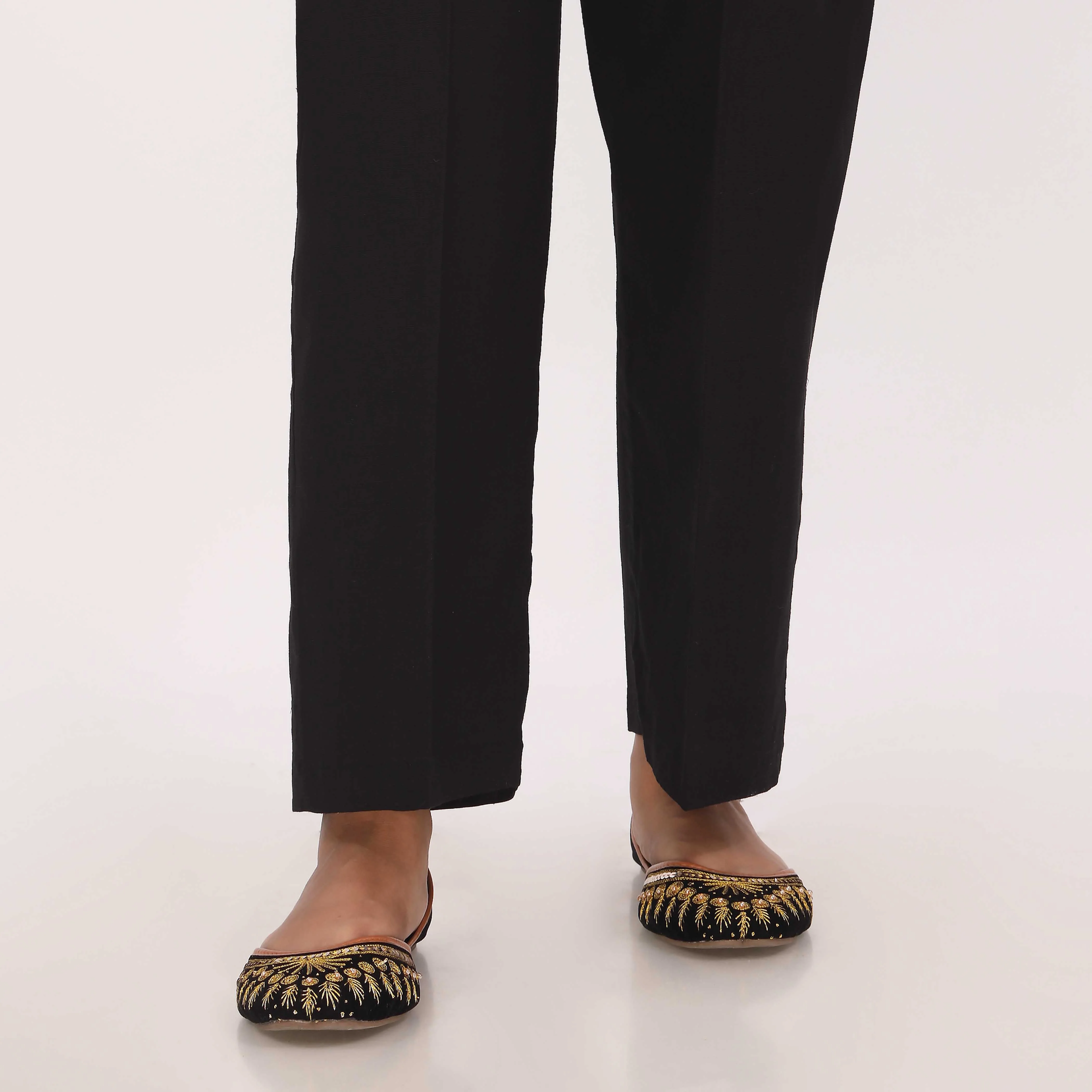 Black Slub Khader Basic Trouser PL5162 - Image 2