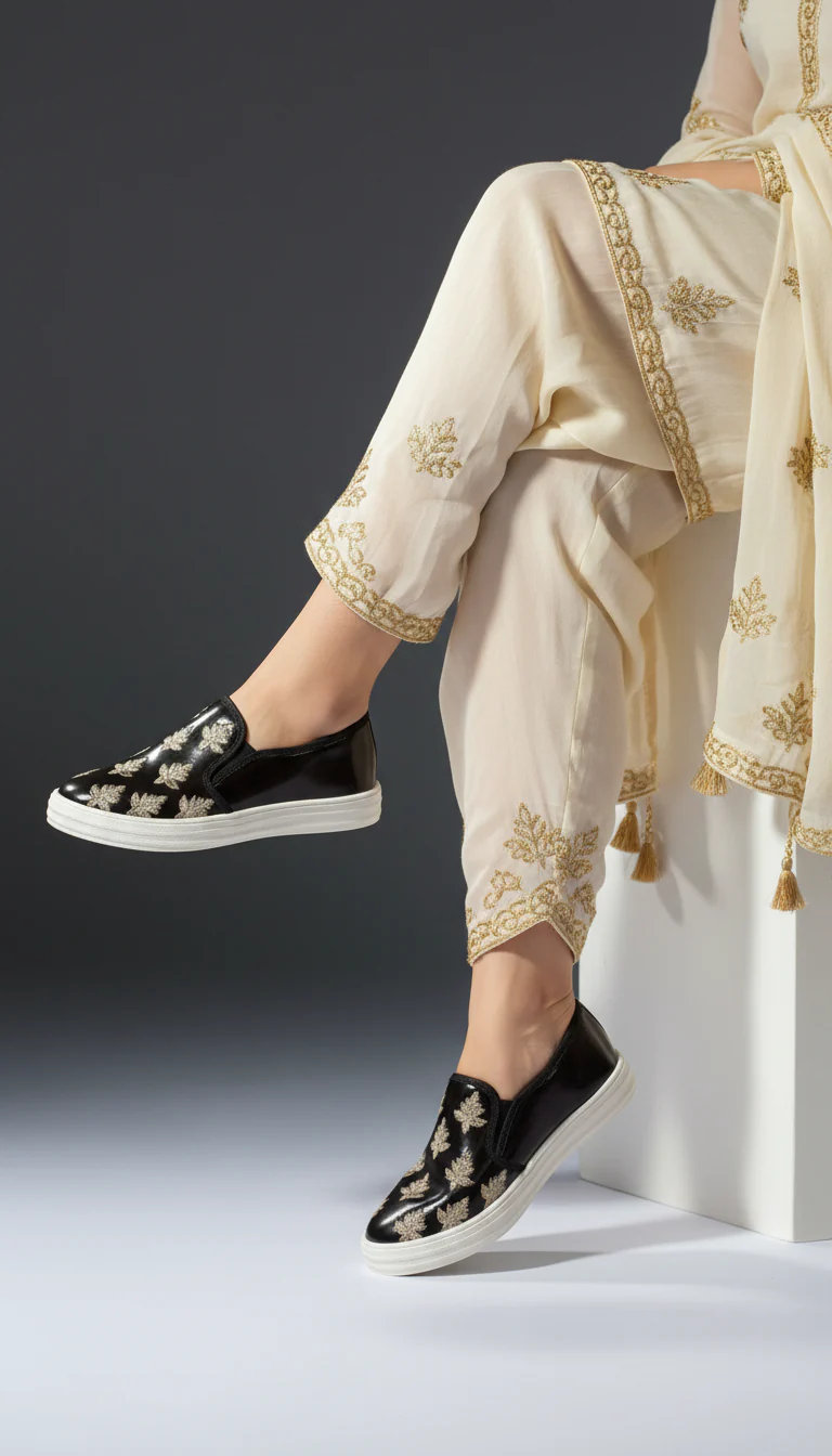 Black Sneaker For Ladies WN6205 - Image 6