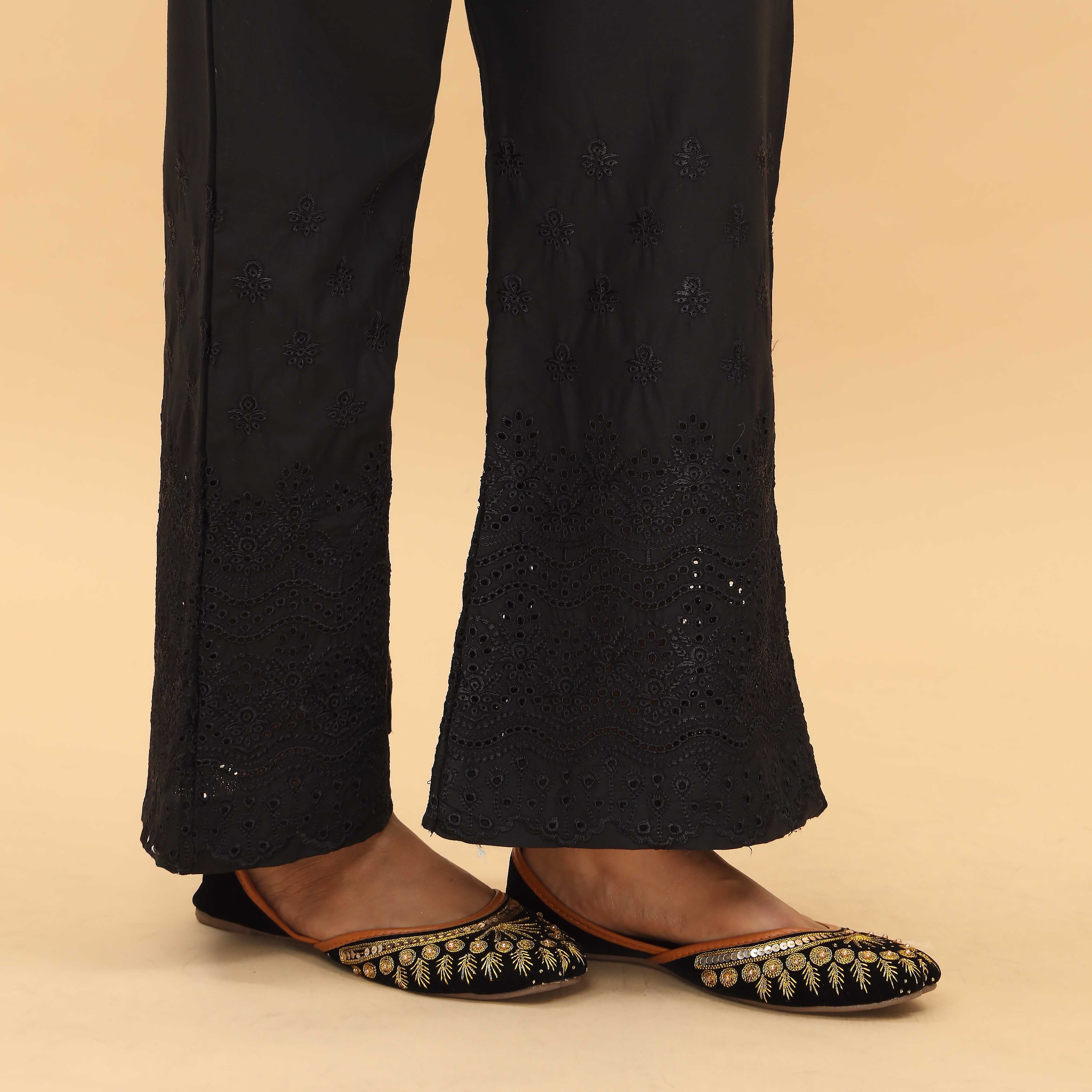 Black Straight Fit Embellished Trouser PL4059 - Image 3