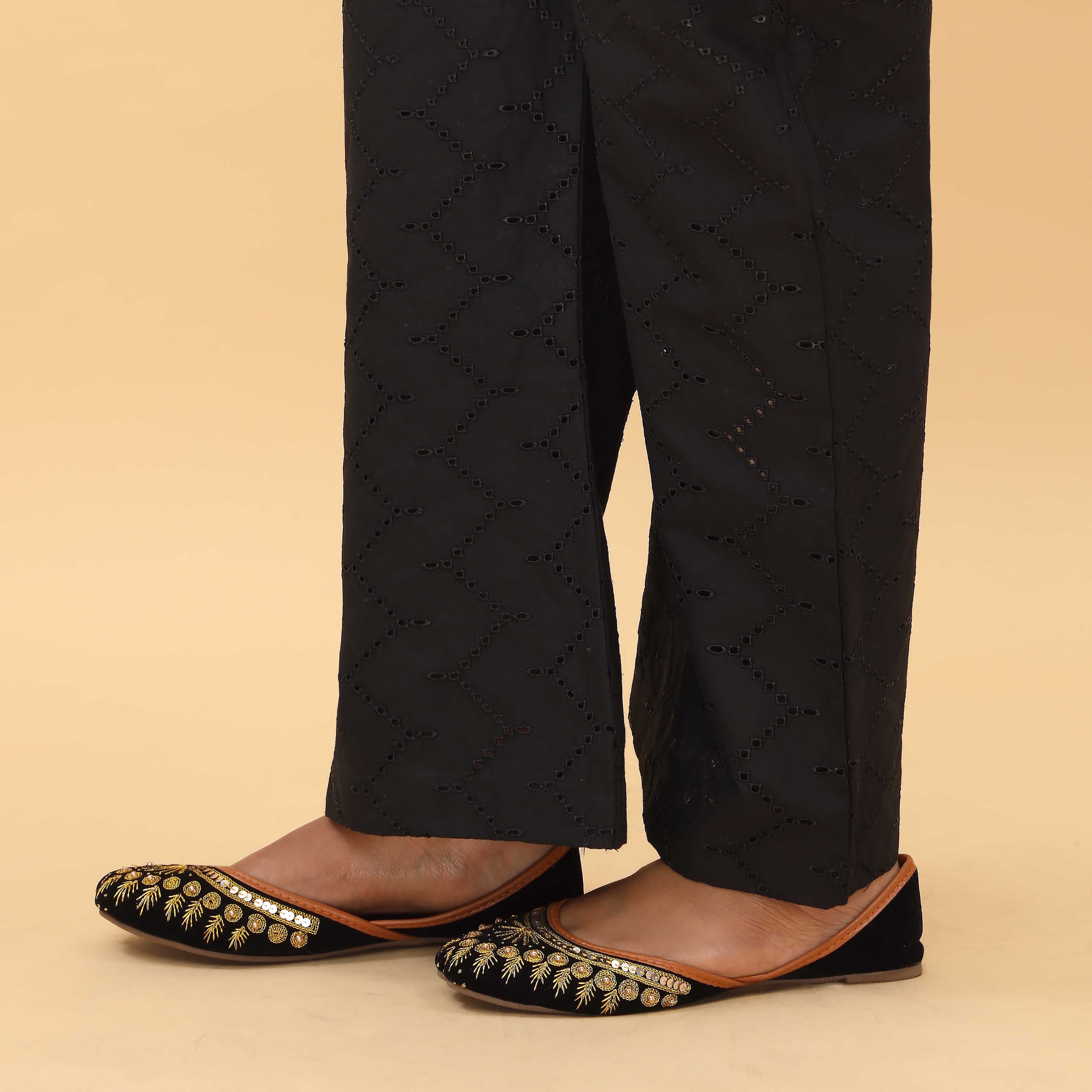 Black Straight Fit Embellished Trouser PL4062 - Image 2