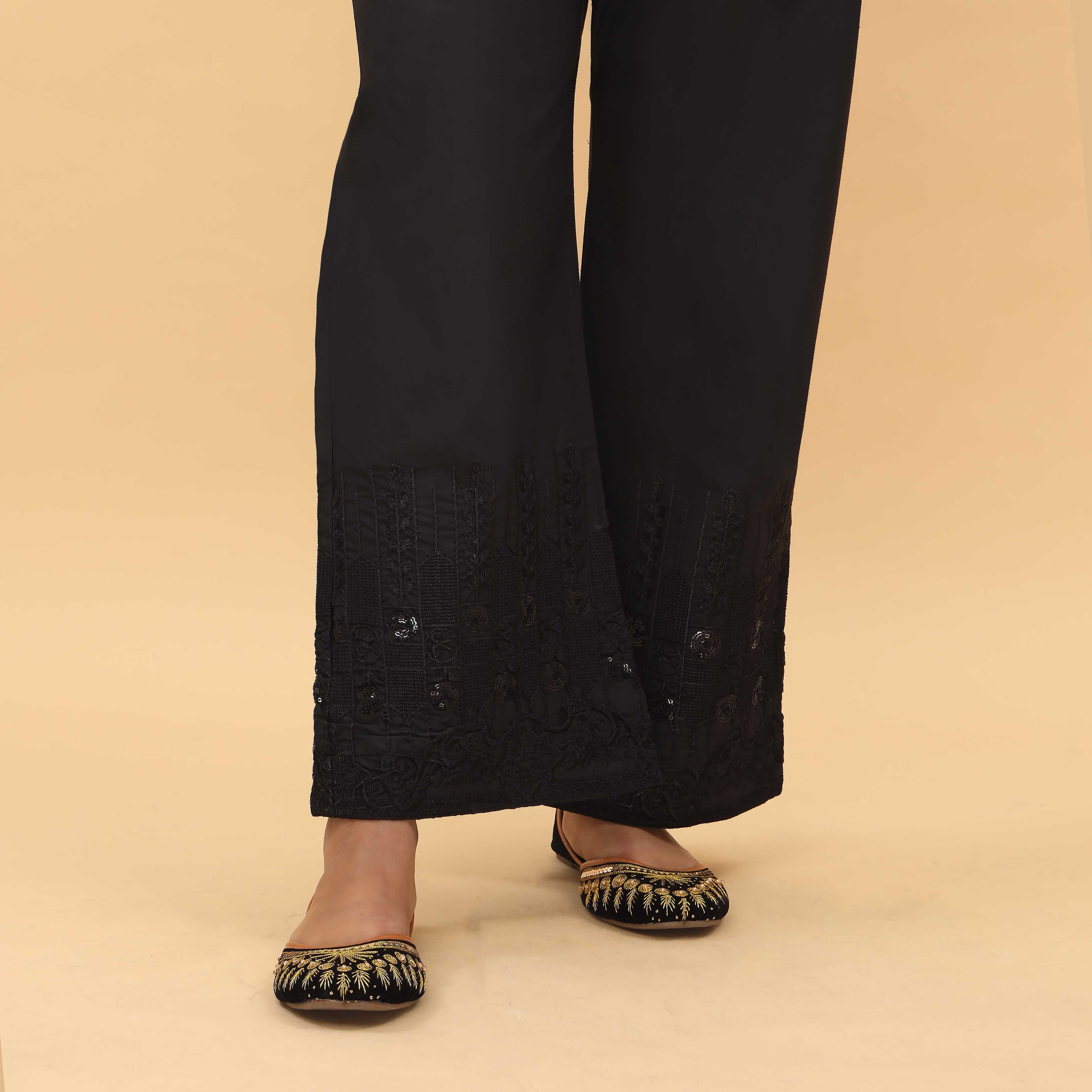 Black Straight Fit Embellished Trouser PL4068