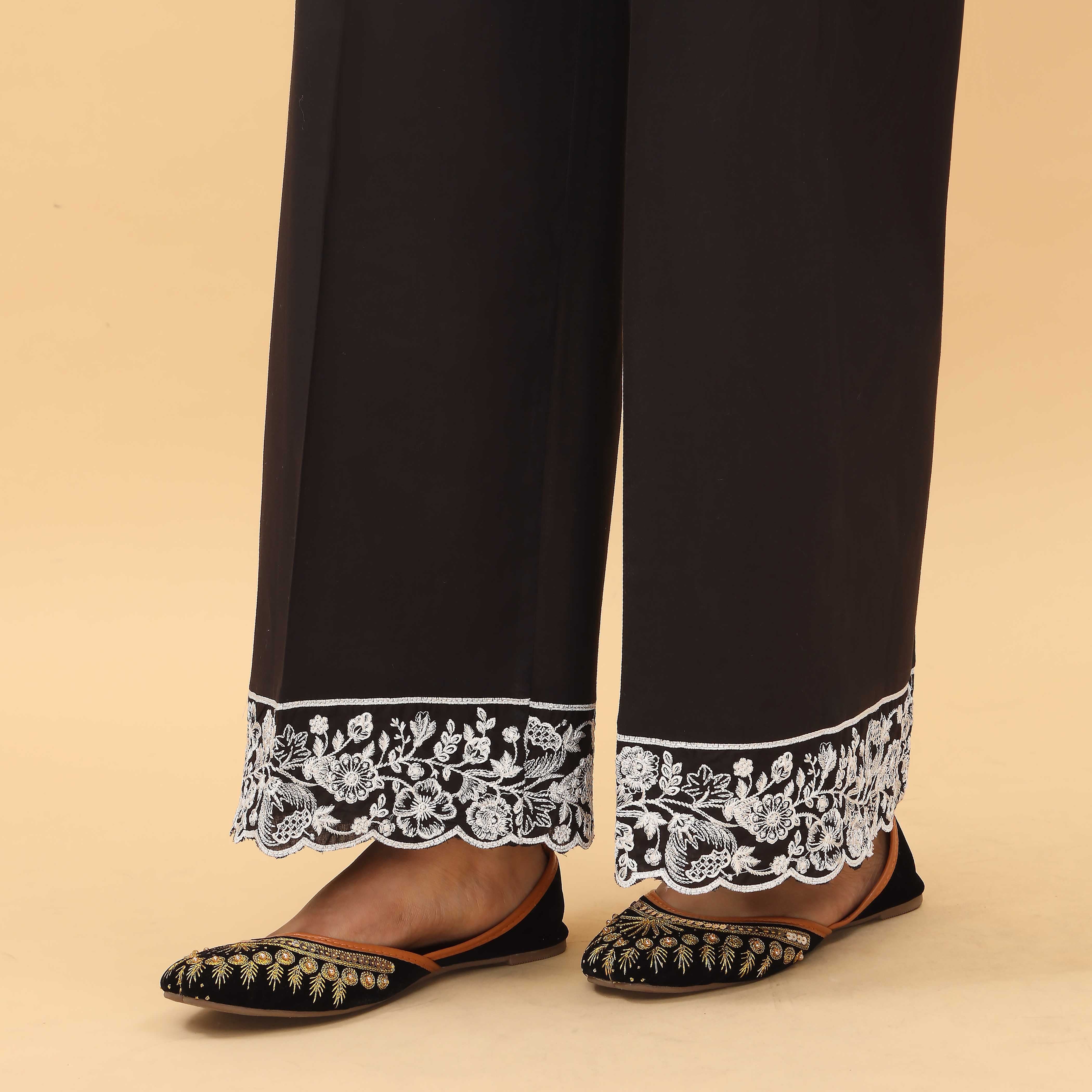 Black Straight Fit Embellished Trouser PL5024 - Image 2