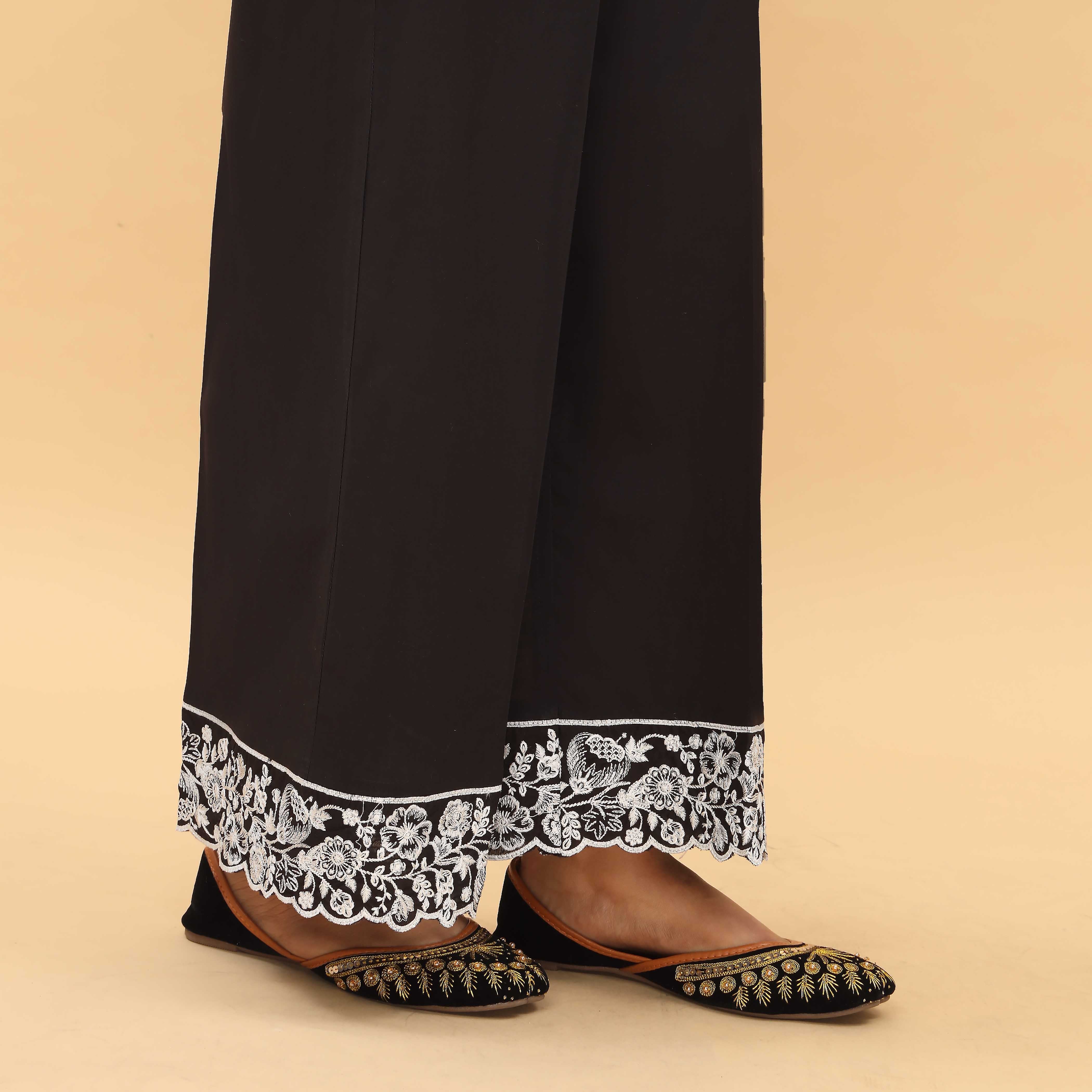 Black Straight Fit Embellished Trouser PL5024 - Image 3