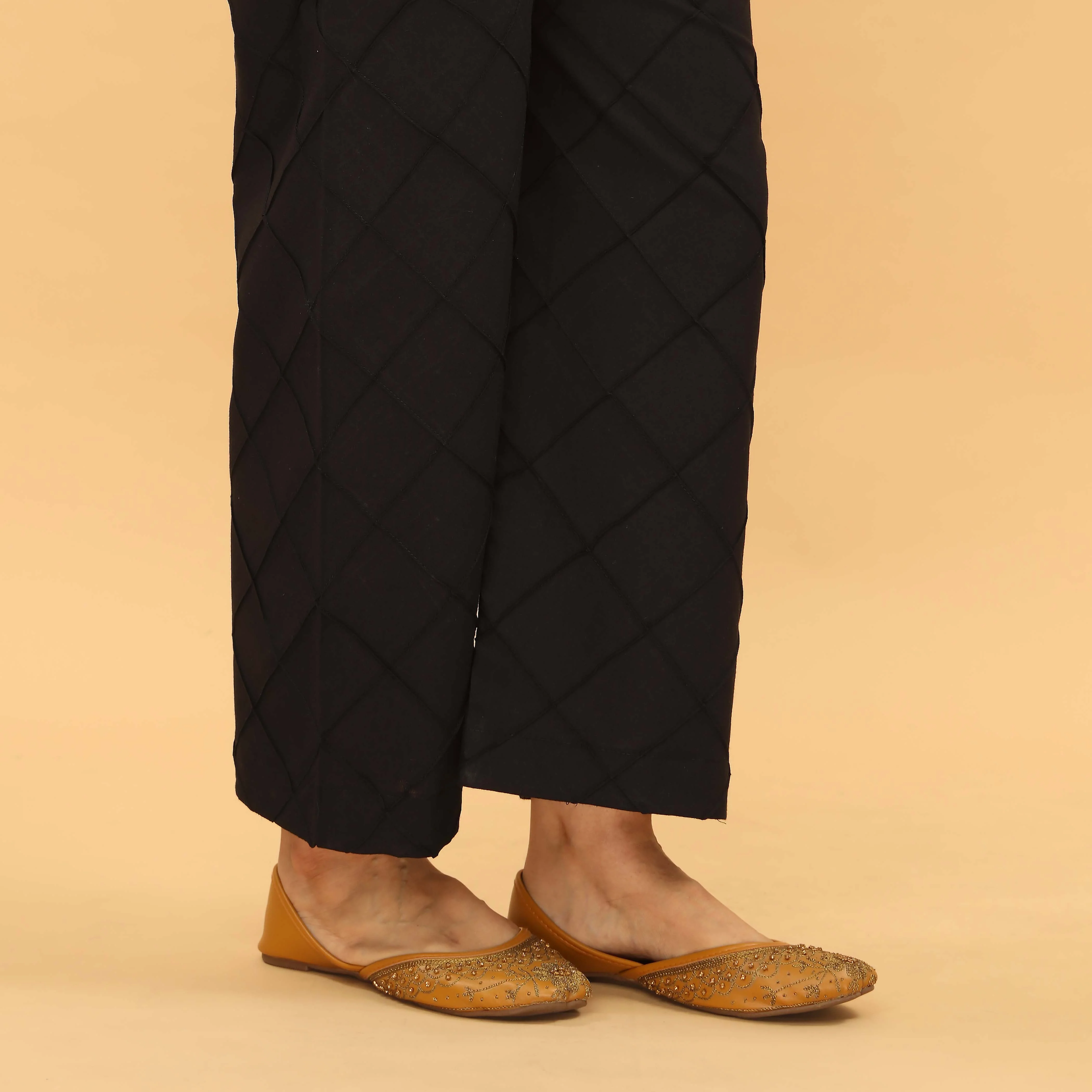 Black Straight Fit Embellished Trouser PL5031 - Image 2