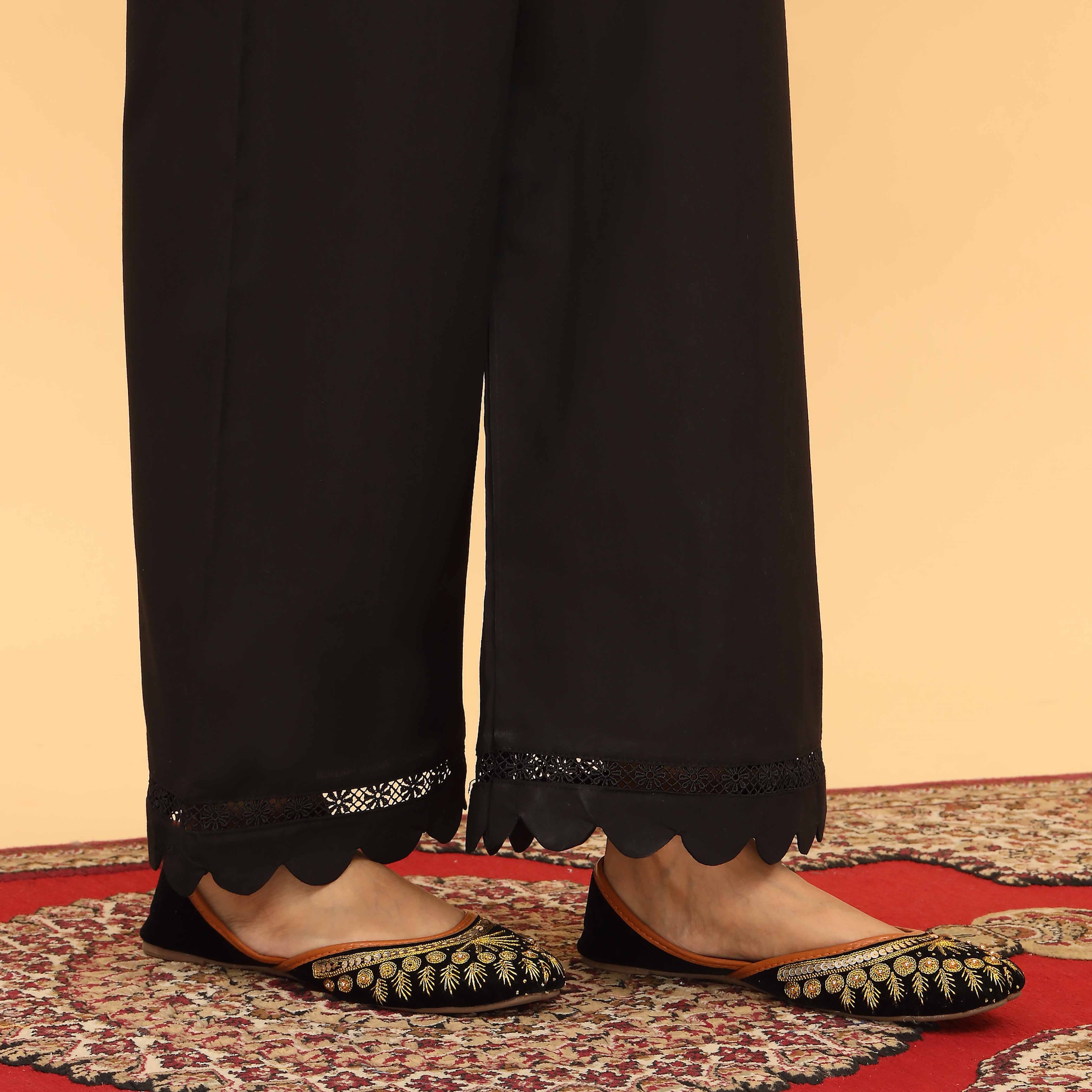 Black Straight Fit Embellished Trouser PL5056 - Image 3