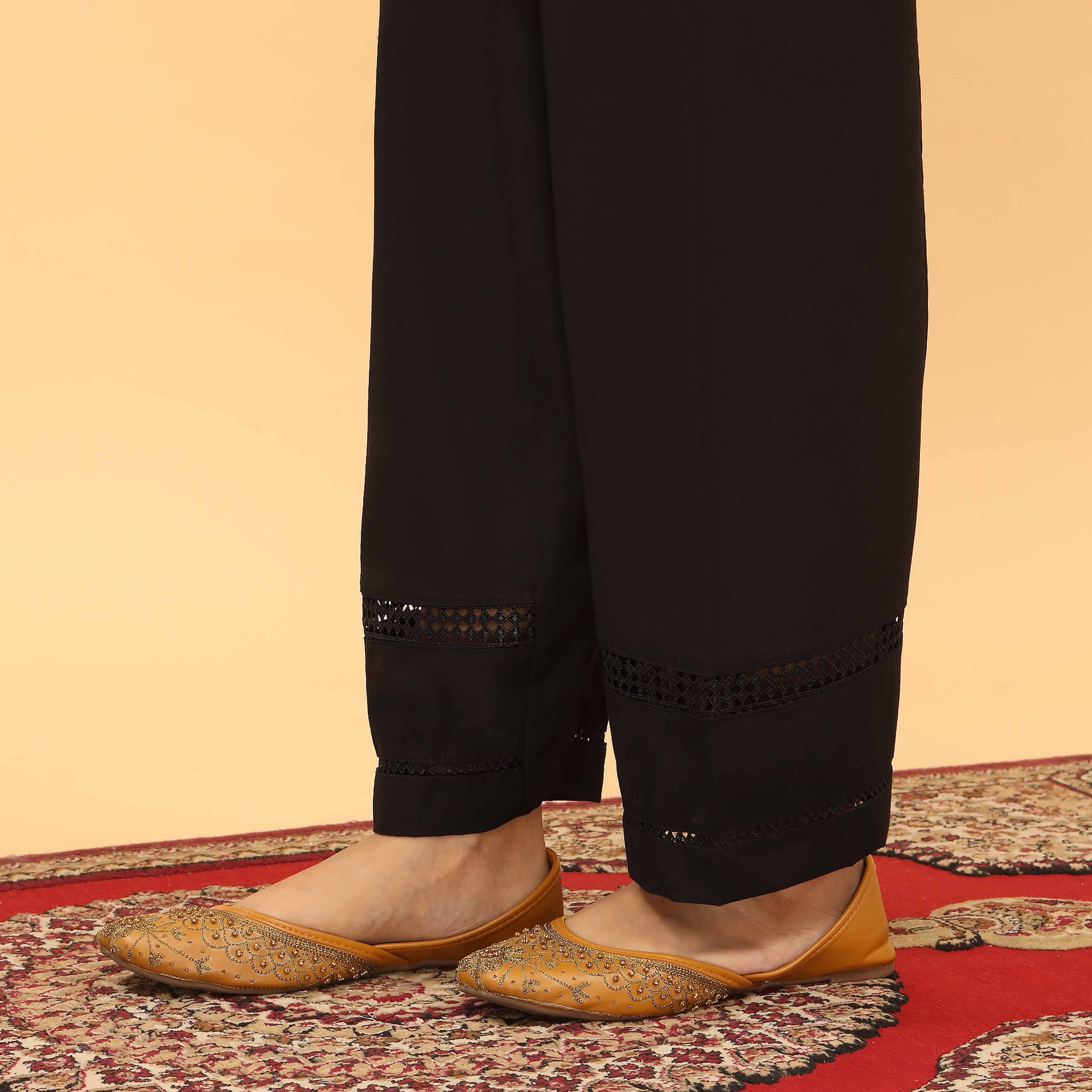 Black Straight Fit Embellished Trouser PL5059 - Image 2