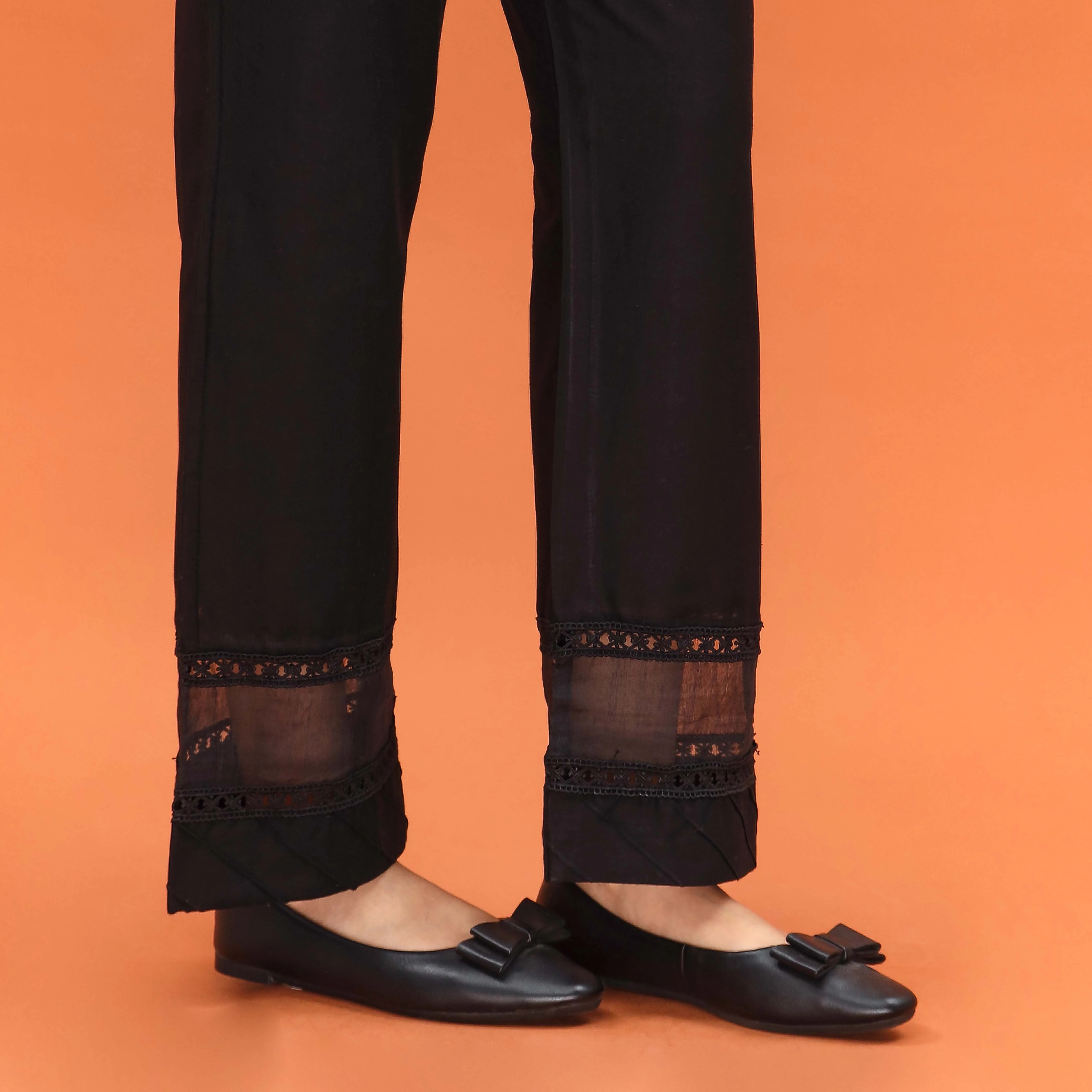 Black Straight Fit Embroidered Trouser PL5010 - Image 3