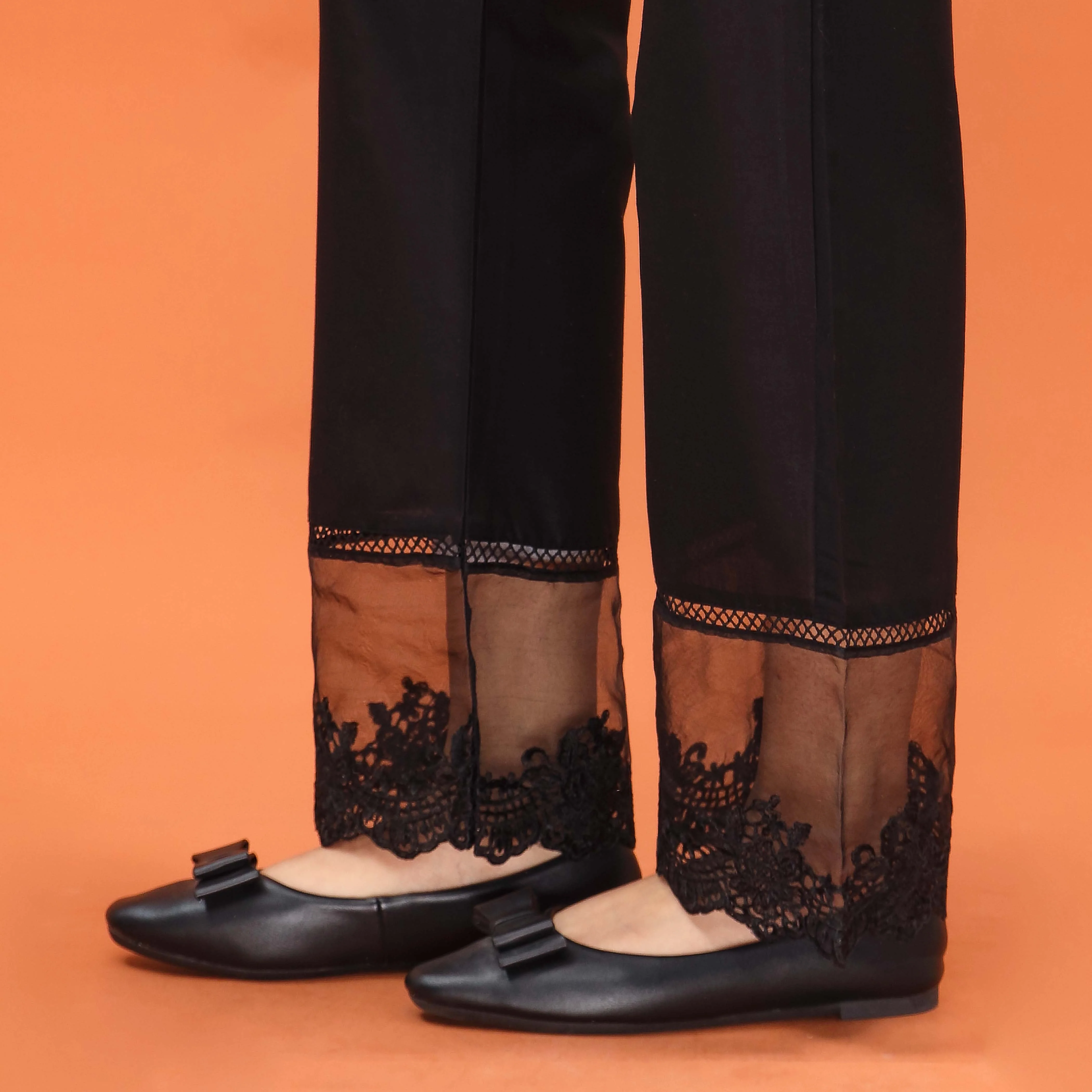 Black Straight Fit Embroidered Trouser PL5012 - Image 3