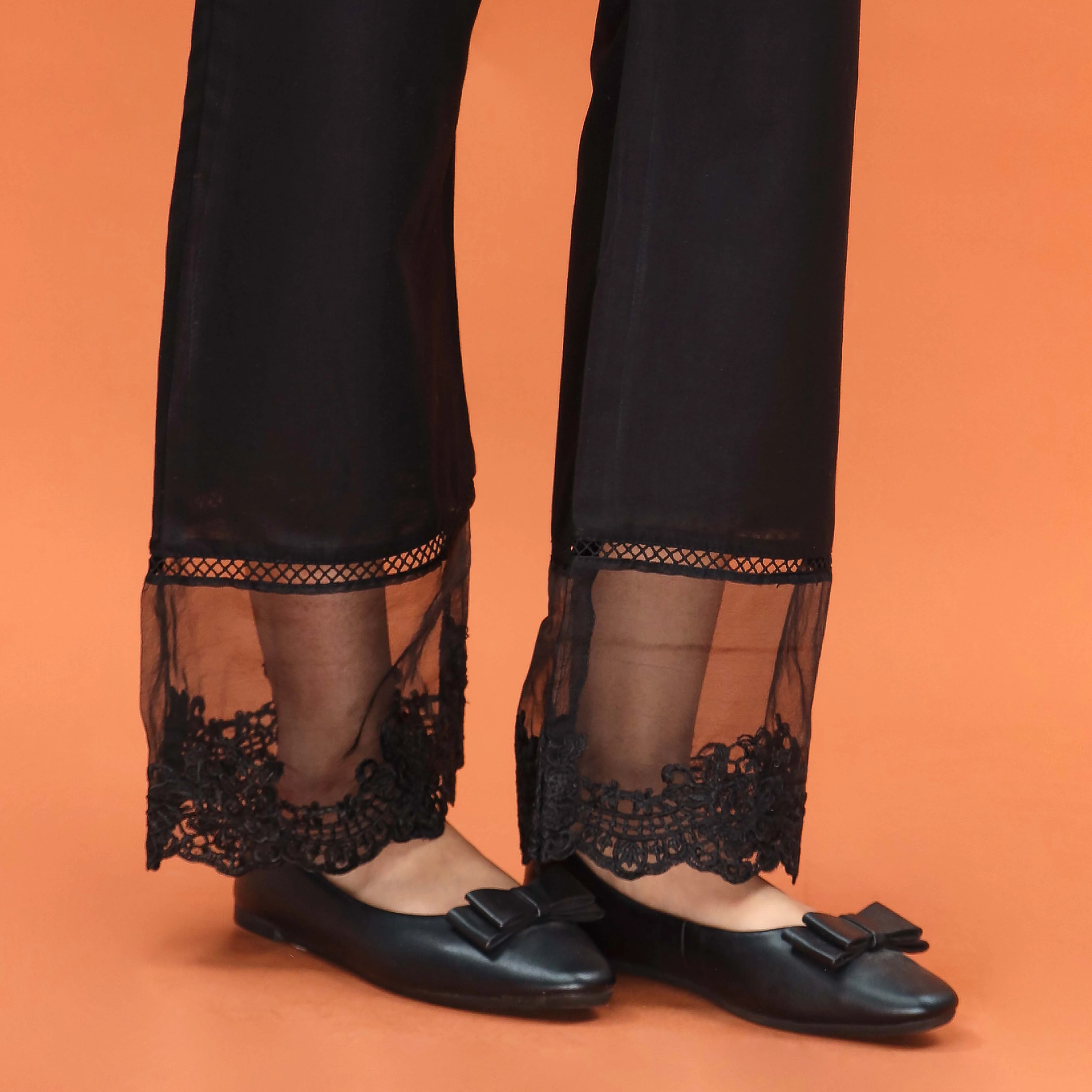 Black Straight Fit Embroidered Trouser PL5012 - Image 4