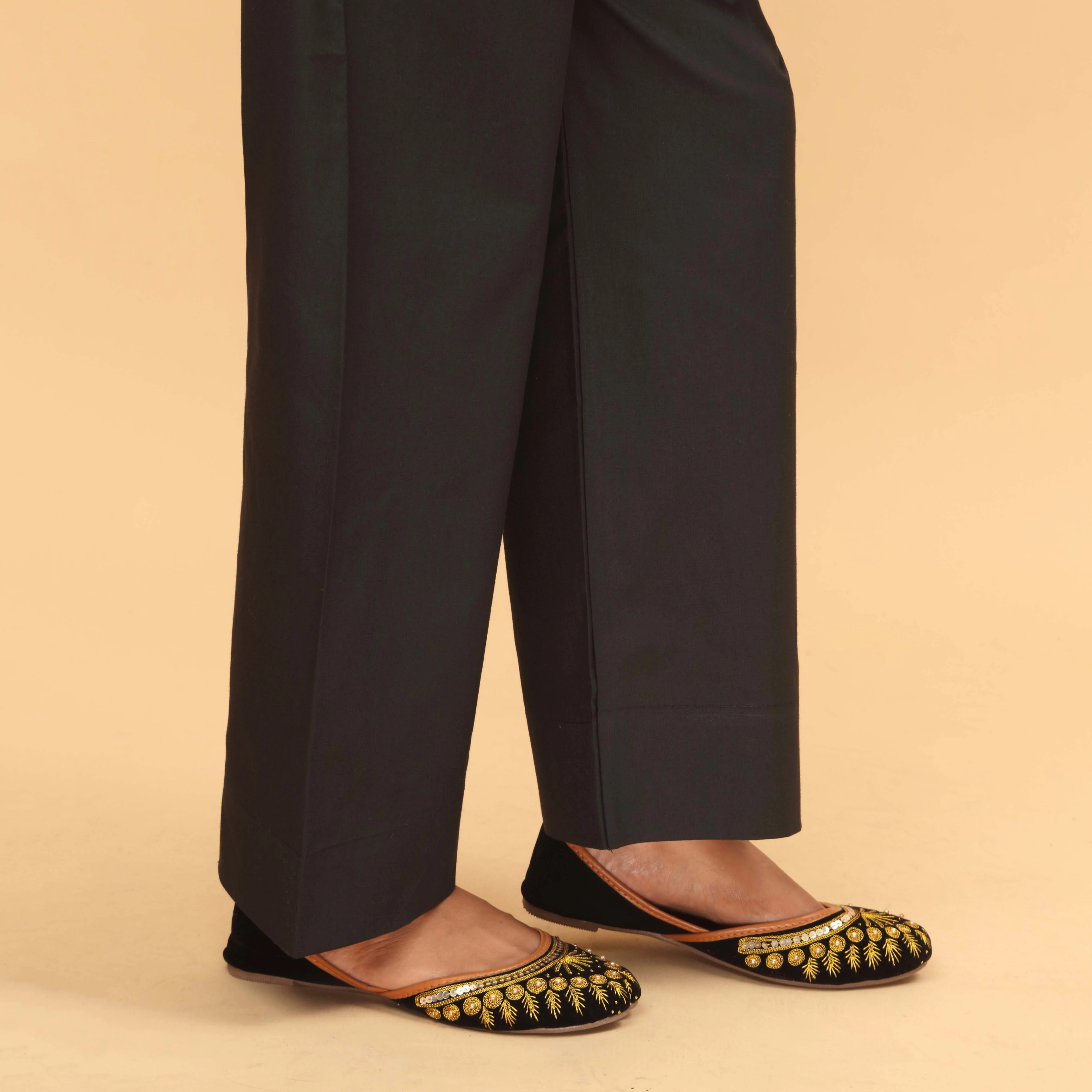 Black Straight Fit Plain Trouser PS4597 - Image 2