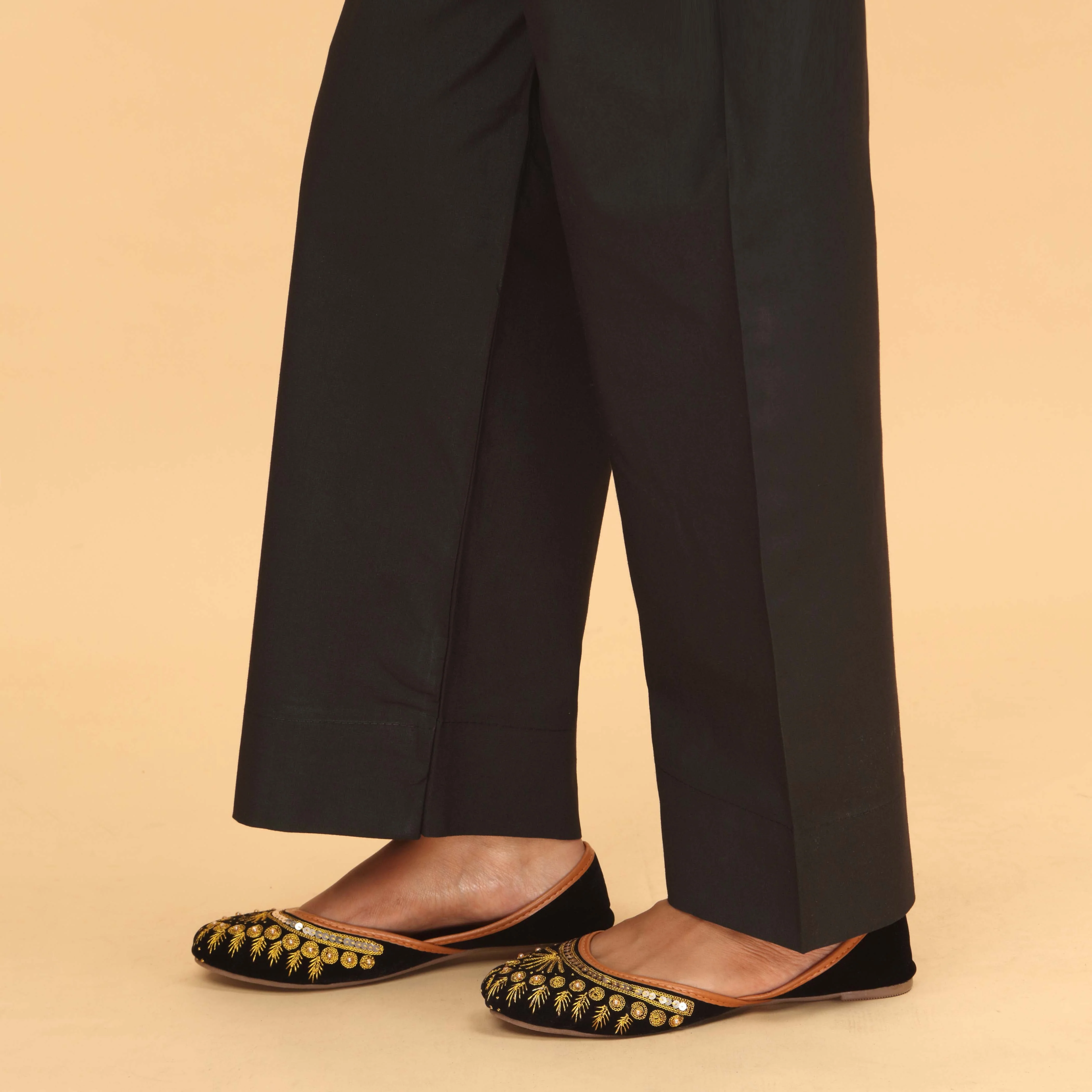 Black Straight Fit Plain Trouser PS4597 - Image 3
