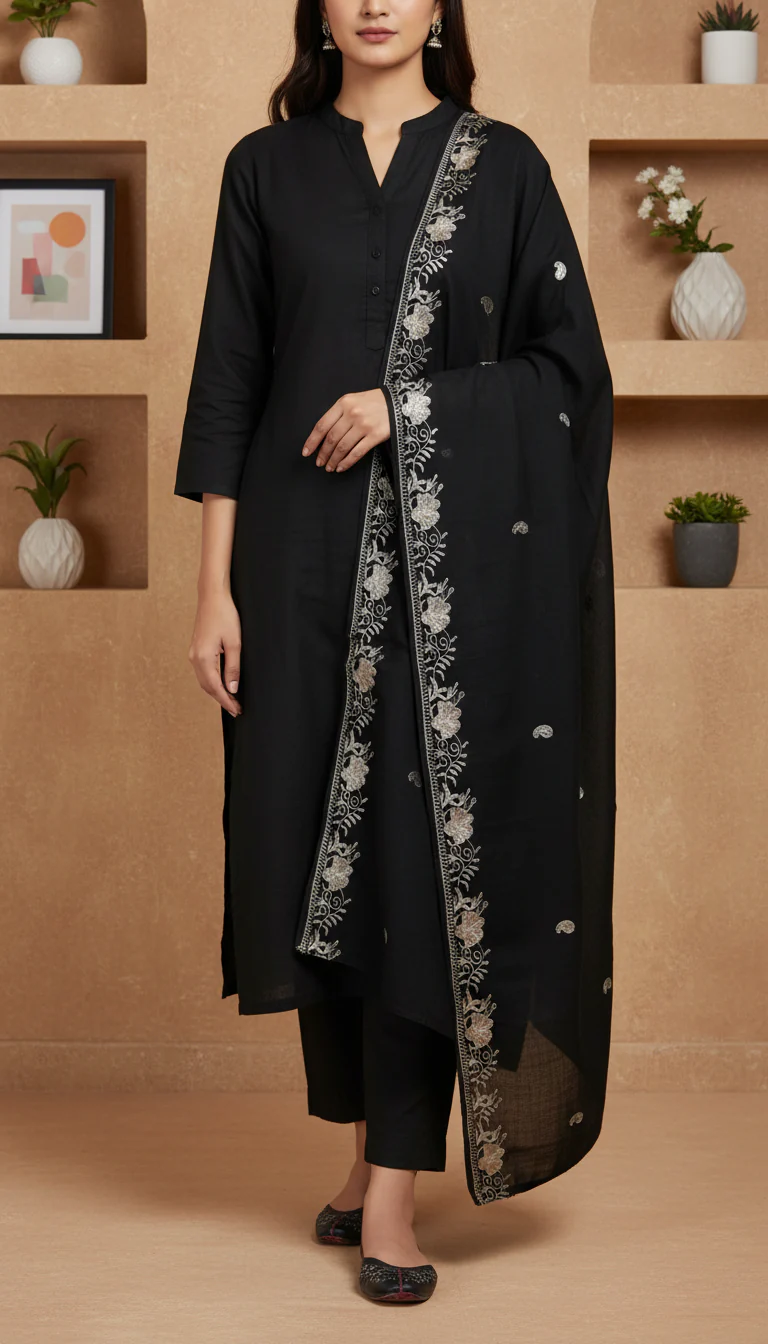 Black Summer Shawl PD6122 - Image 2