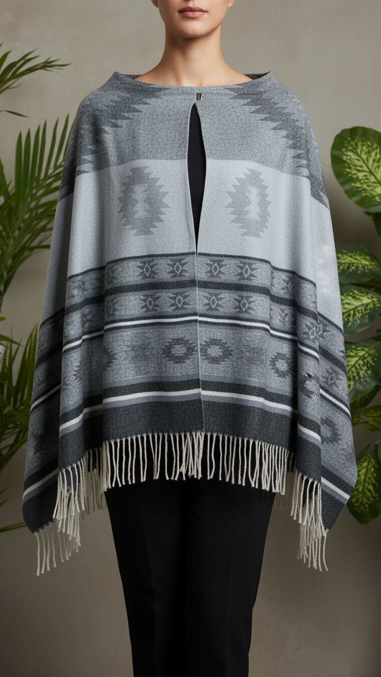 Black Winter Cape shawl PW5906