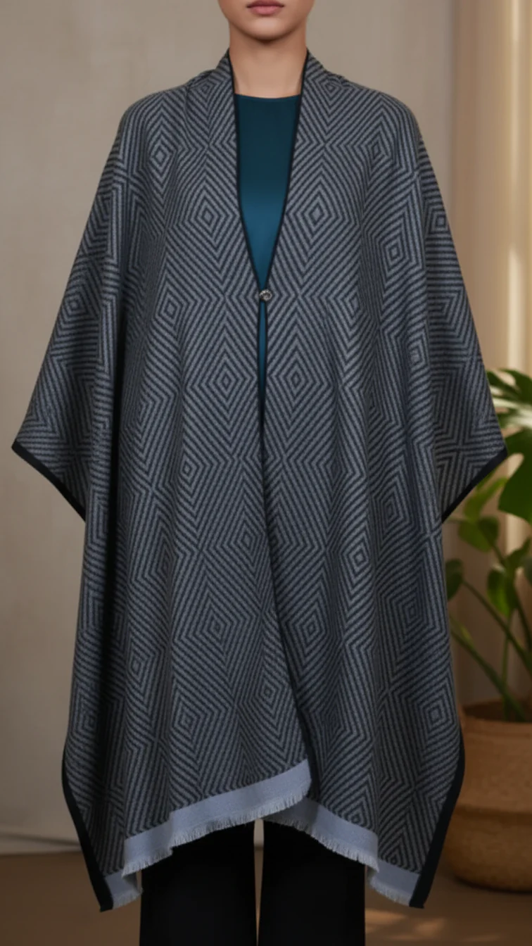 Black Winter Capeshawl PW5673 - Image 2