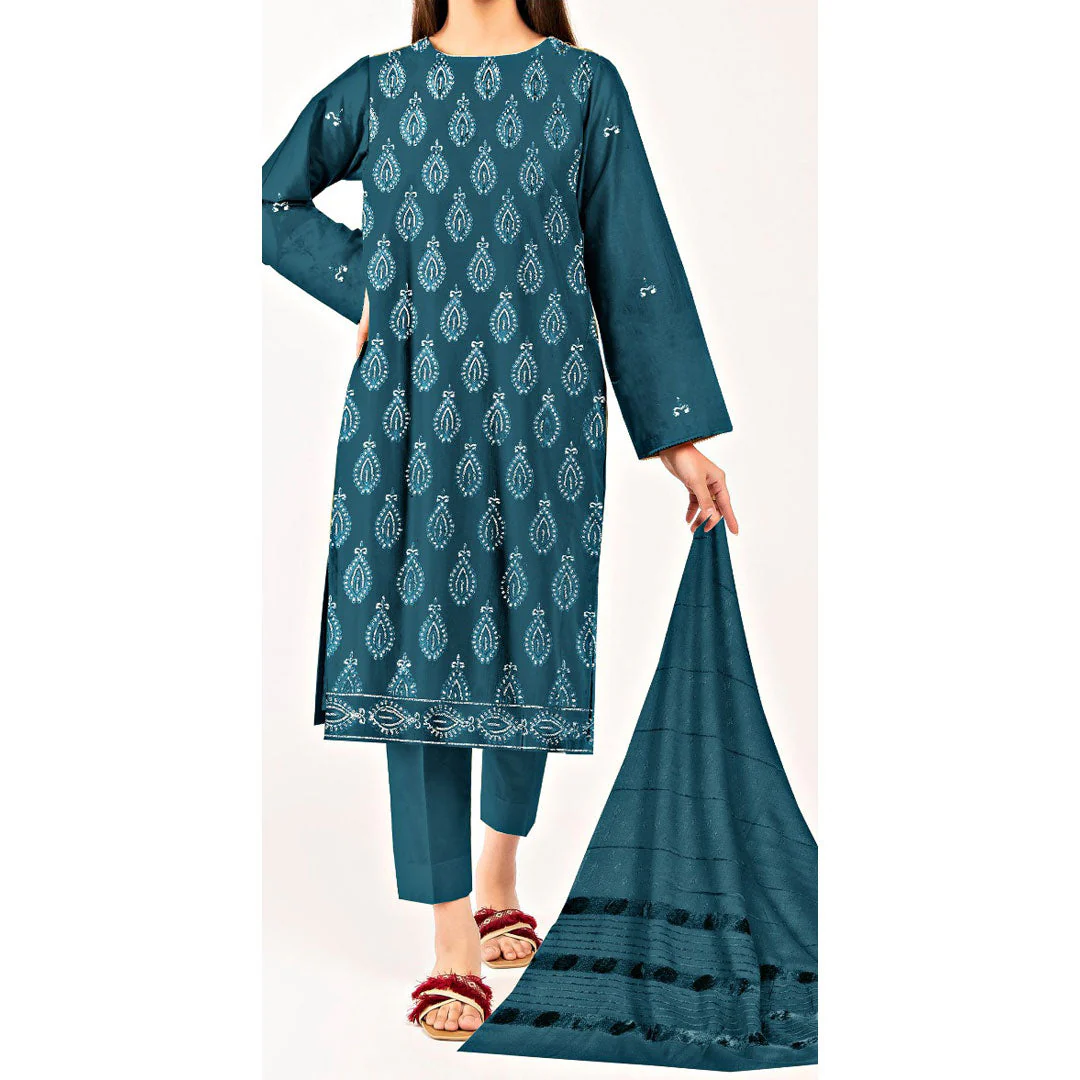 3PC- Unstitched Embroidered Suit PW9387
