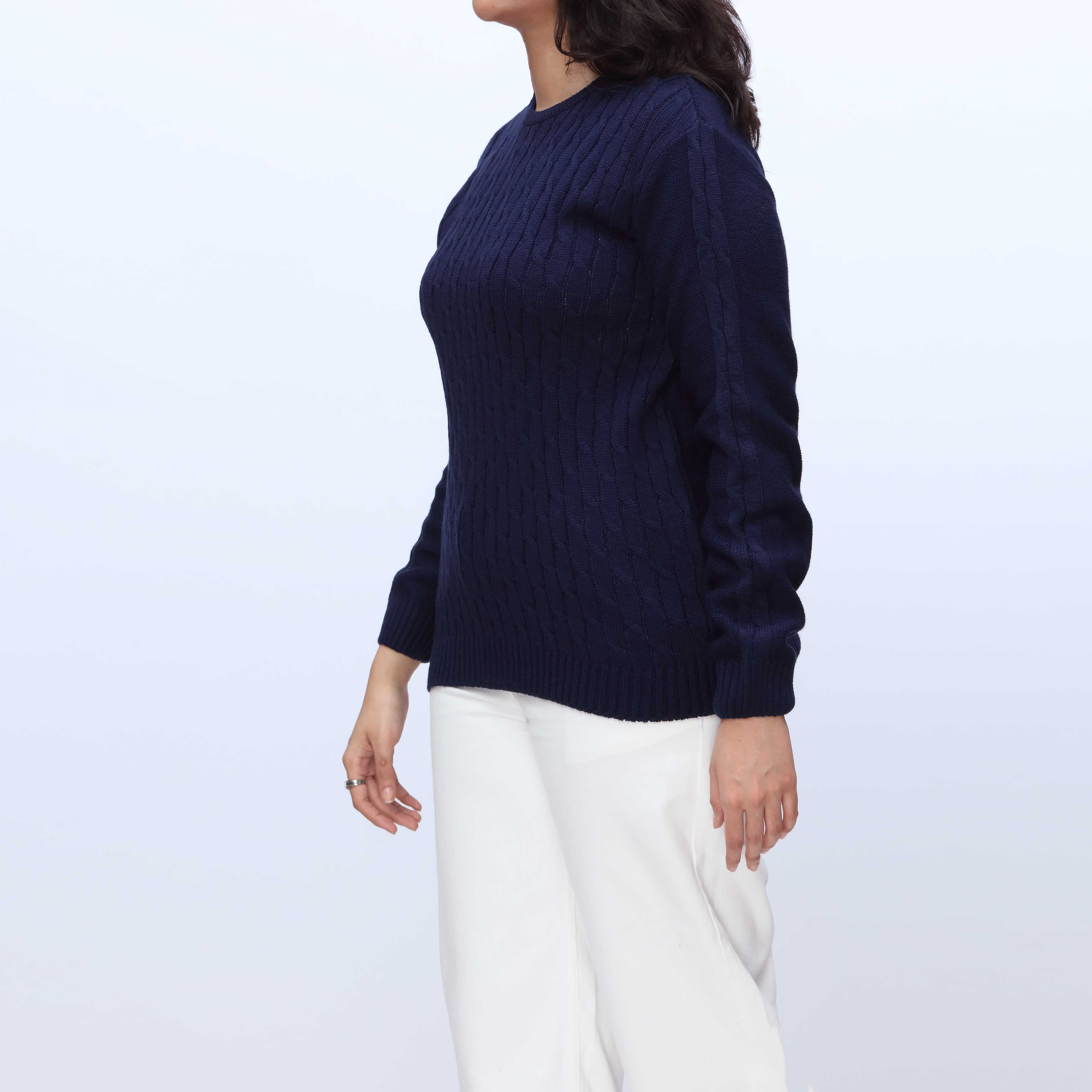 Blue Crew Neck Pullover Sweater PW3901 - Image 2