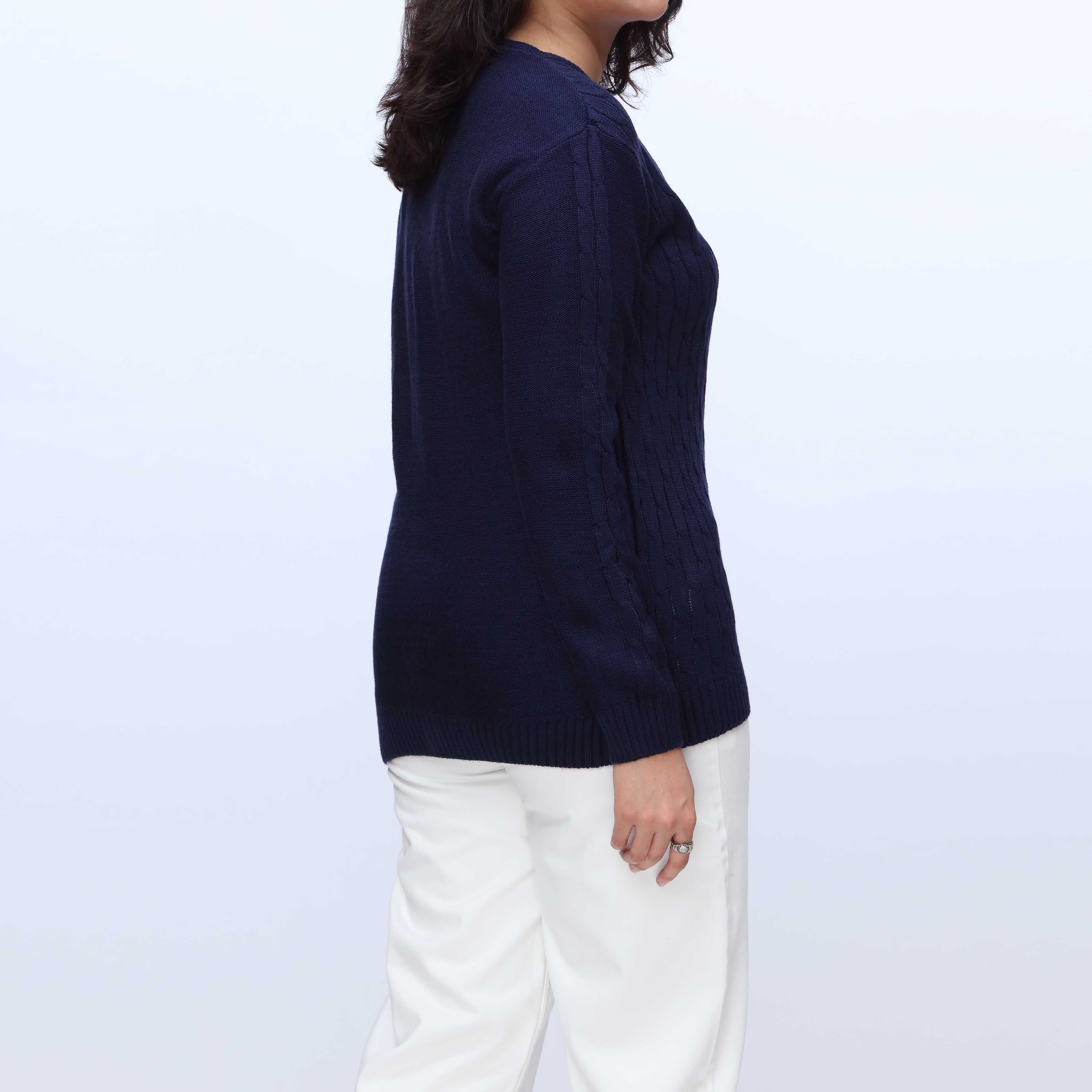 Blue Crew Neck Pullover Sweater PW3901 - Image 3