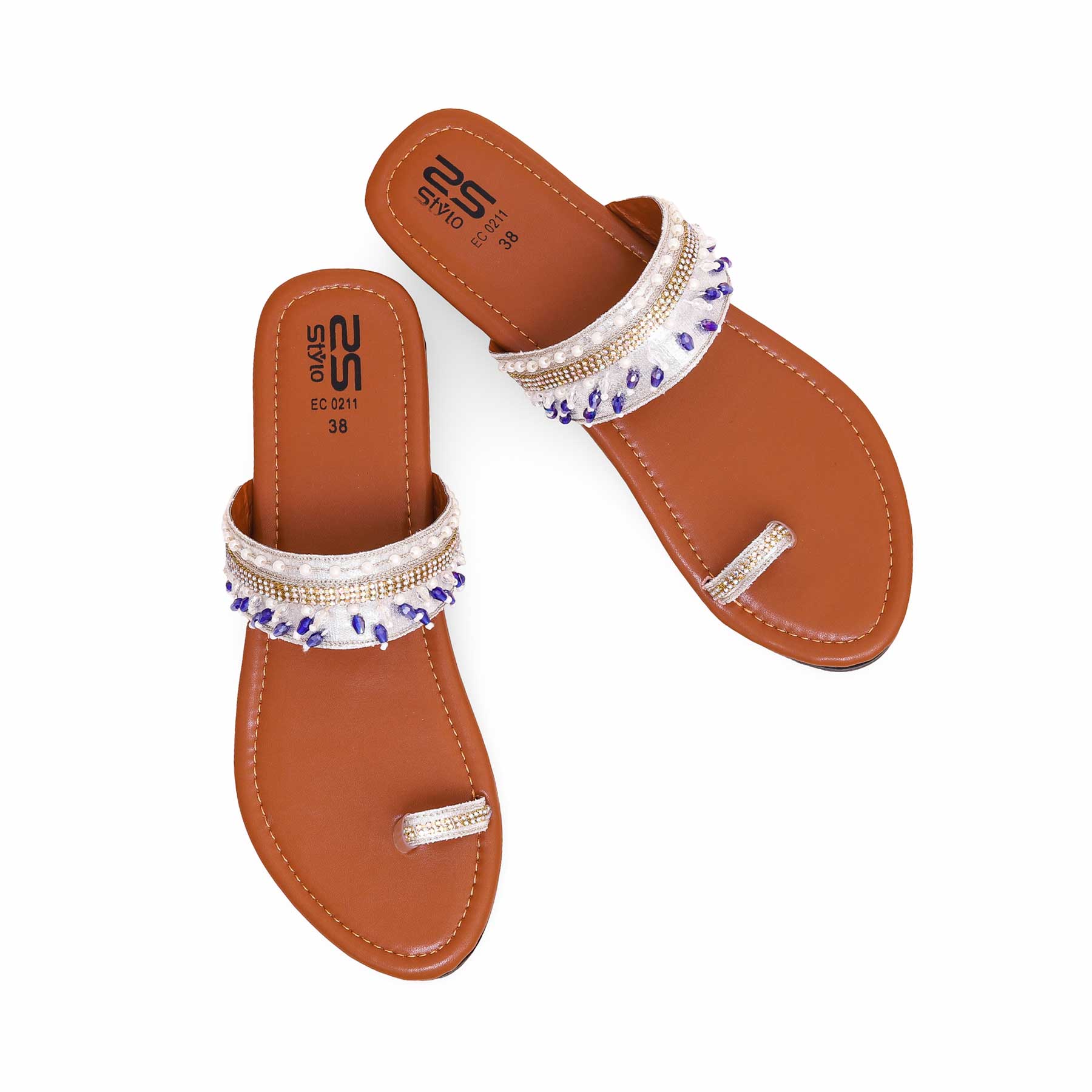 Blue Ethnic Chappal For Women EC0211 - Image 4