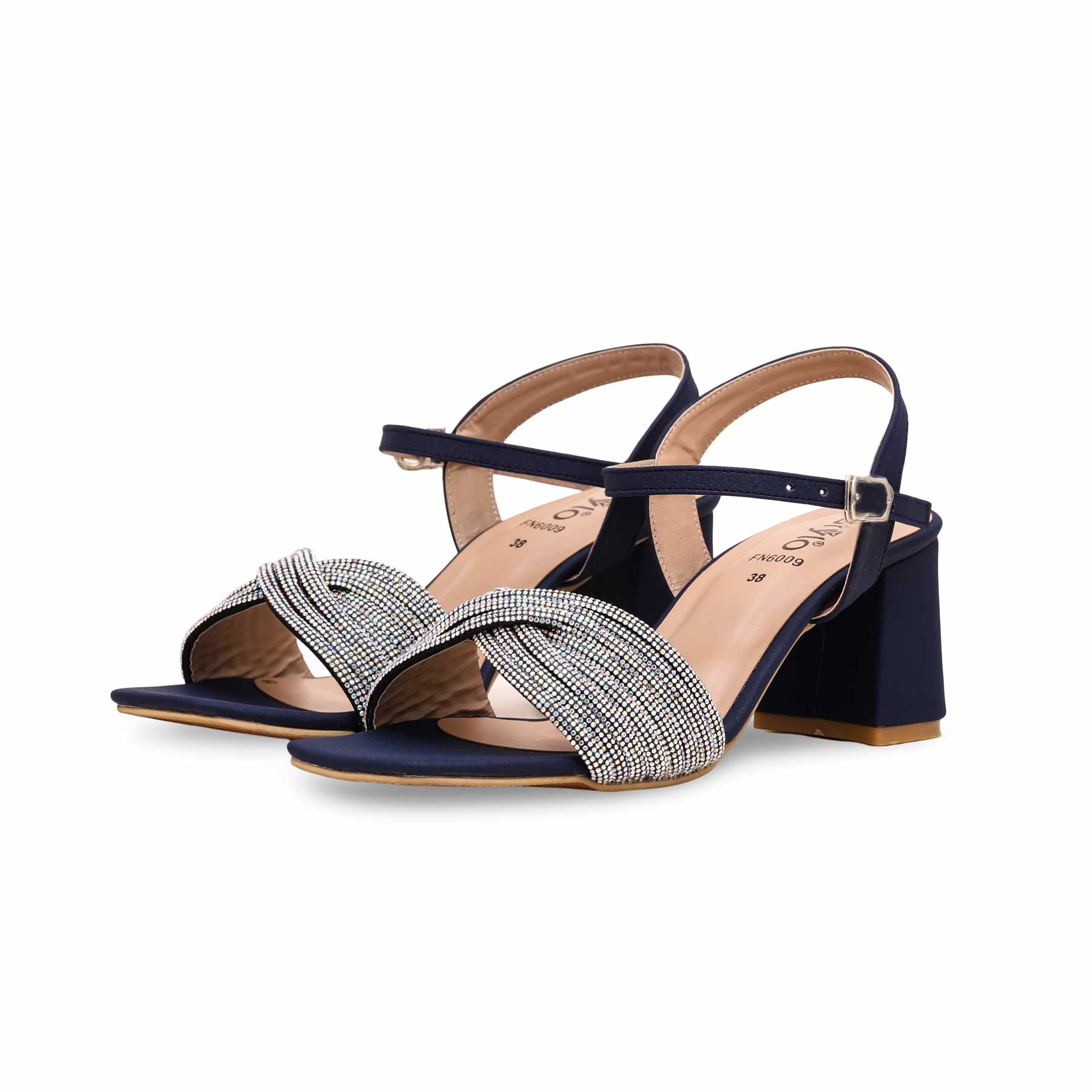 Blue Fancy Block Heel Sandal FN6009 - Image 3