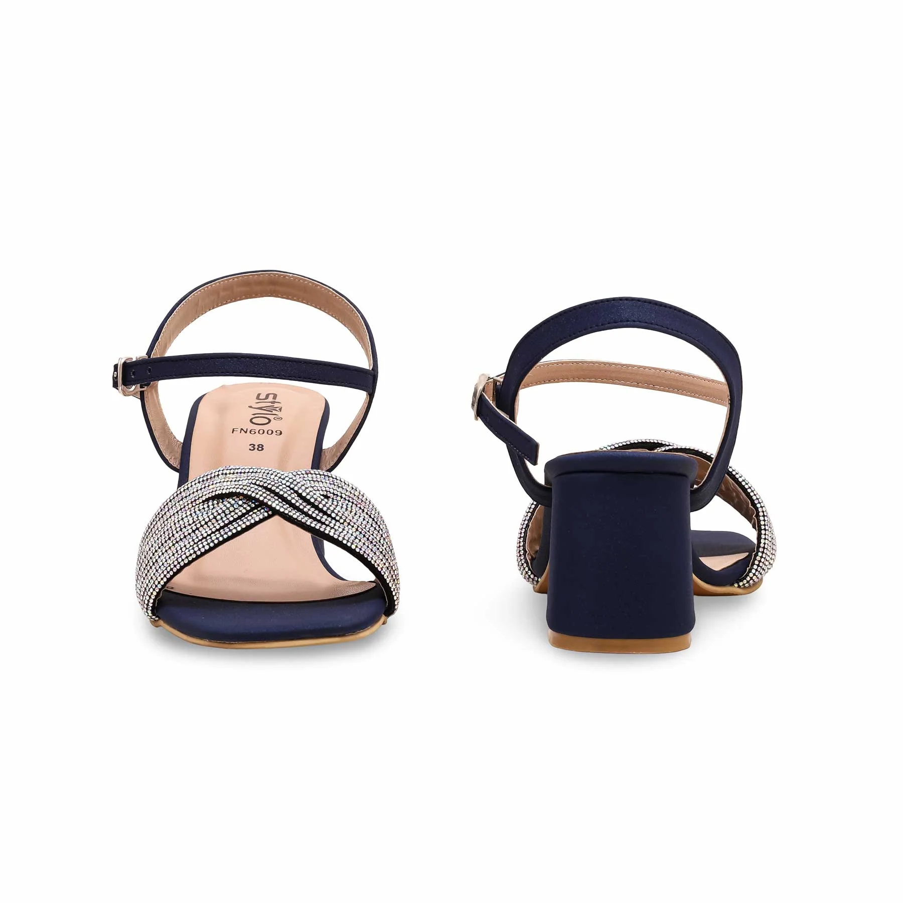Blue Fancy Block Heel Sandal FN6009 - Image 4