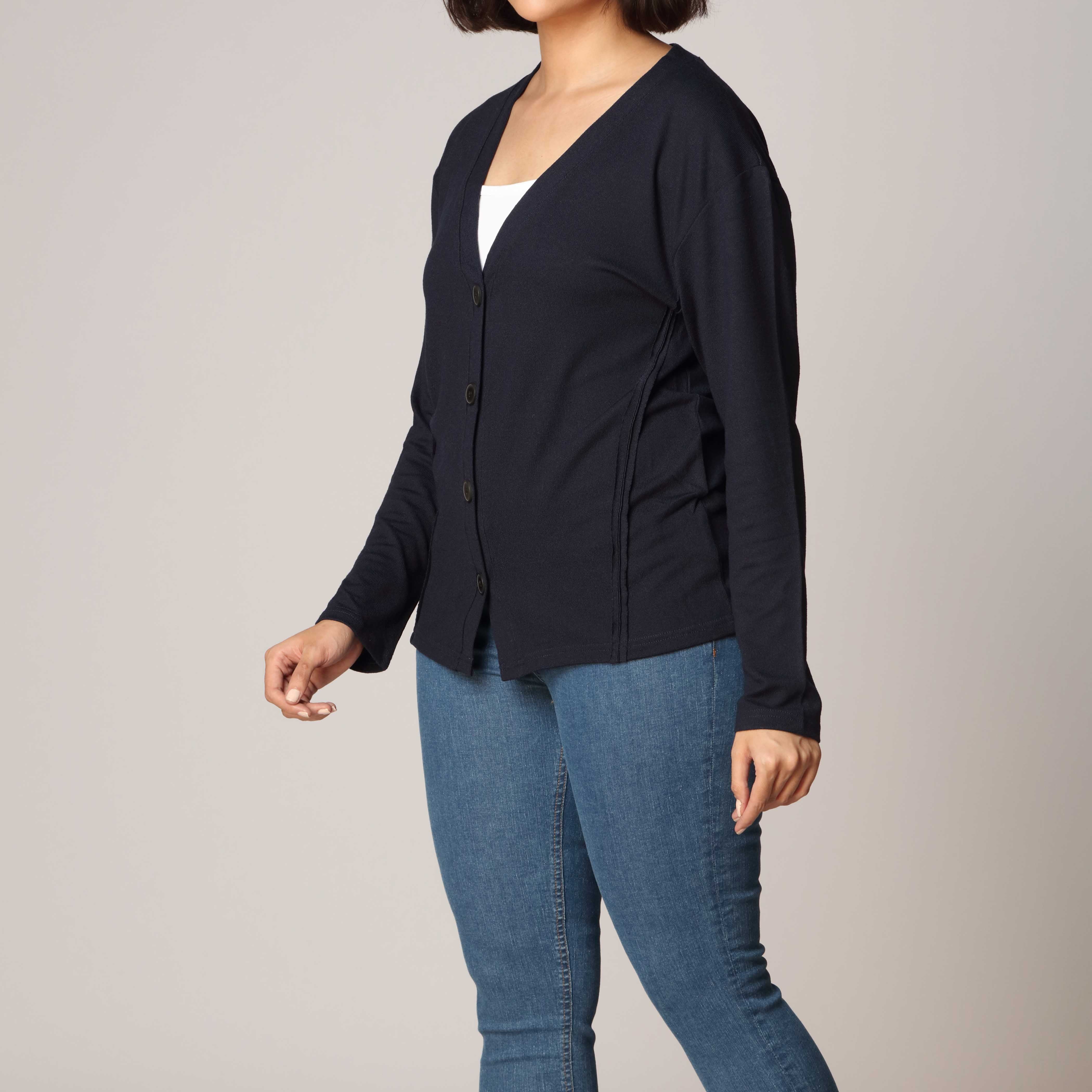 Blue Mid Length Cardigan PW2907 - Image 2