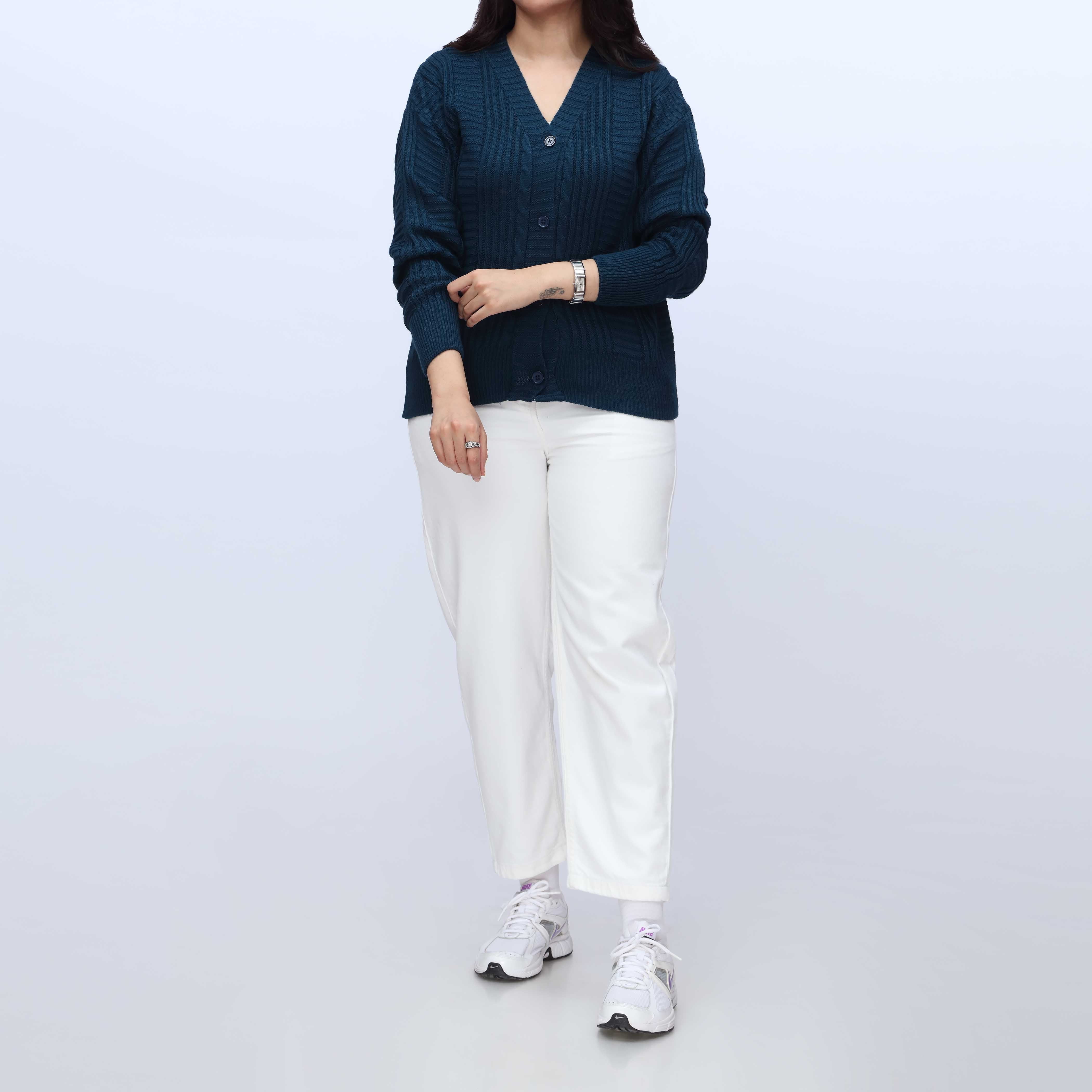 Blue Mid Length Cardigan PW3912 - Image 2