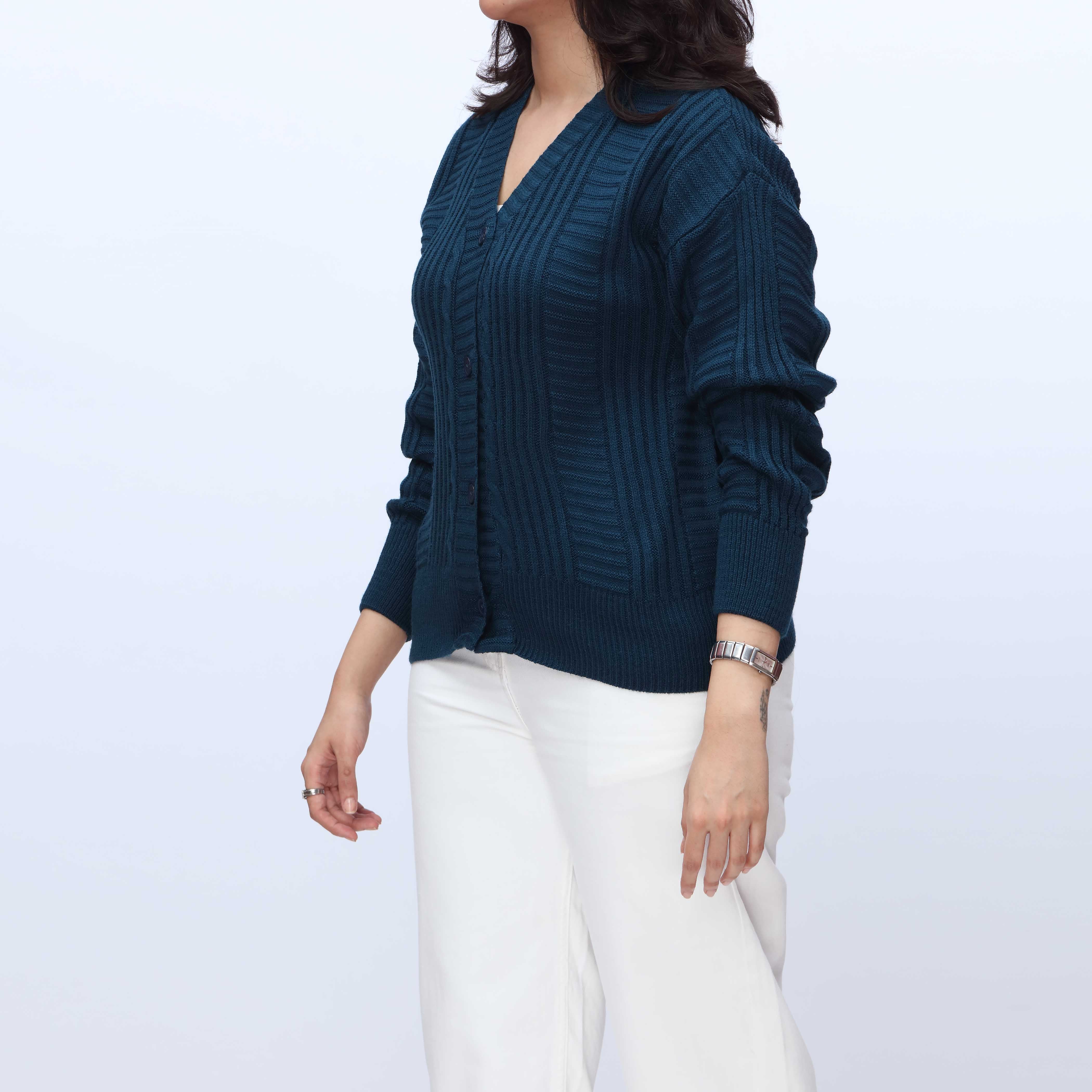 Blue Mid Length Cardigan PW3912 - Image 3