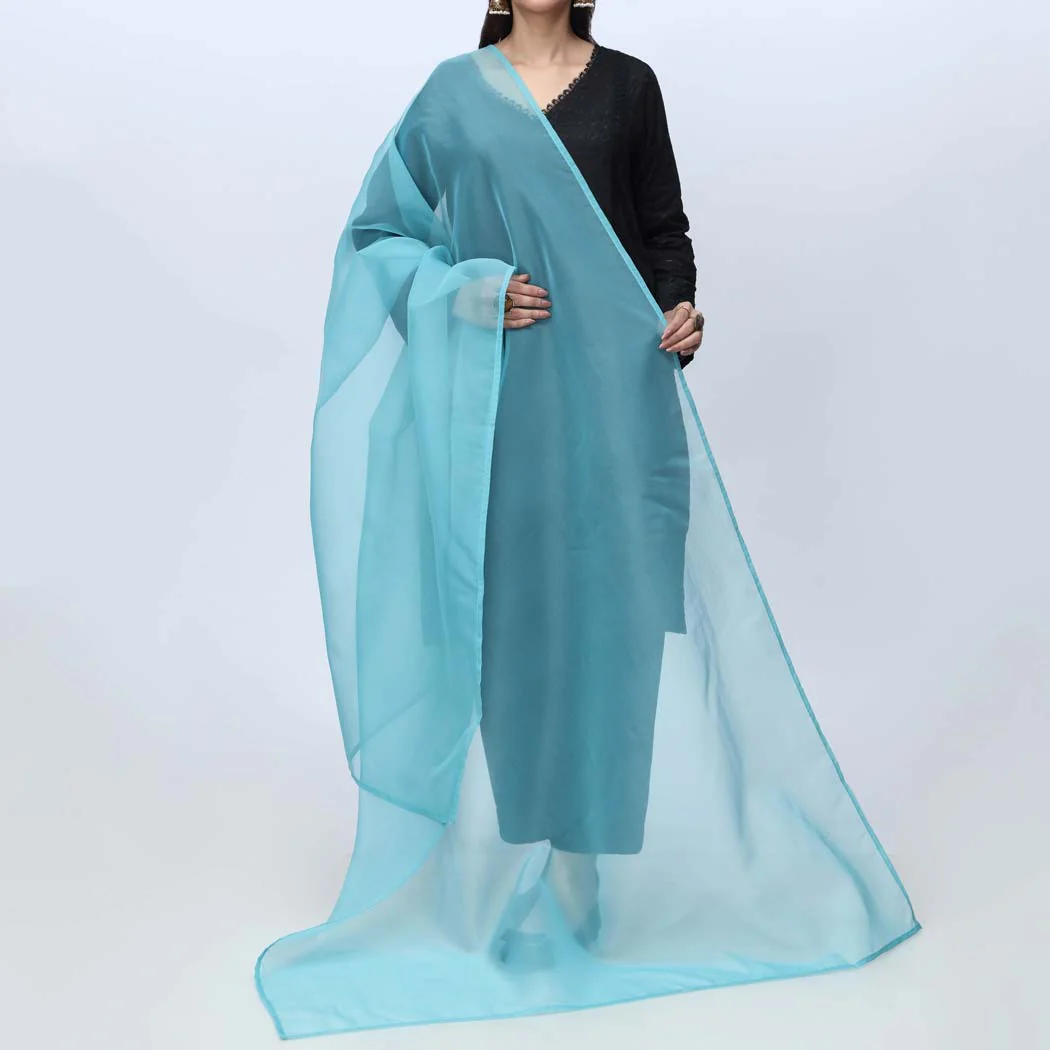 Blue Plain Organza Dupatta PS4702