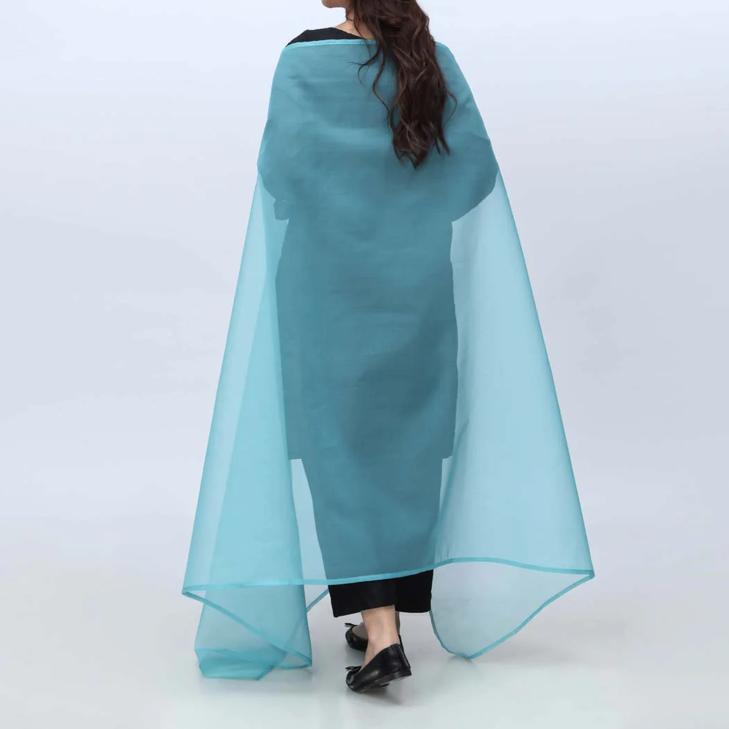 Blue Plain Organza Dupatta PS4702 - Image 2