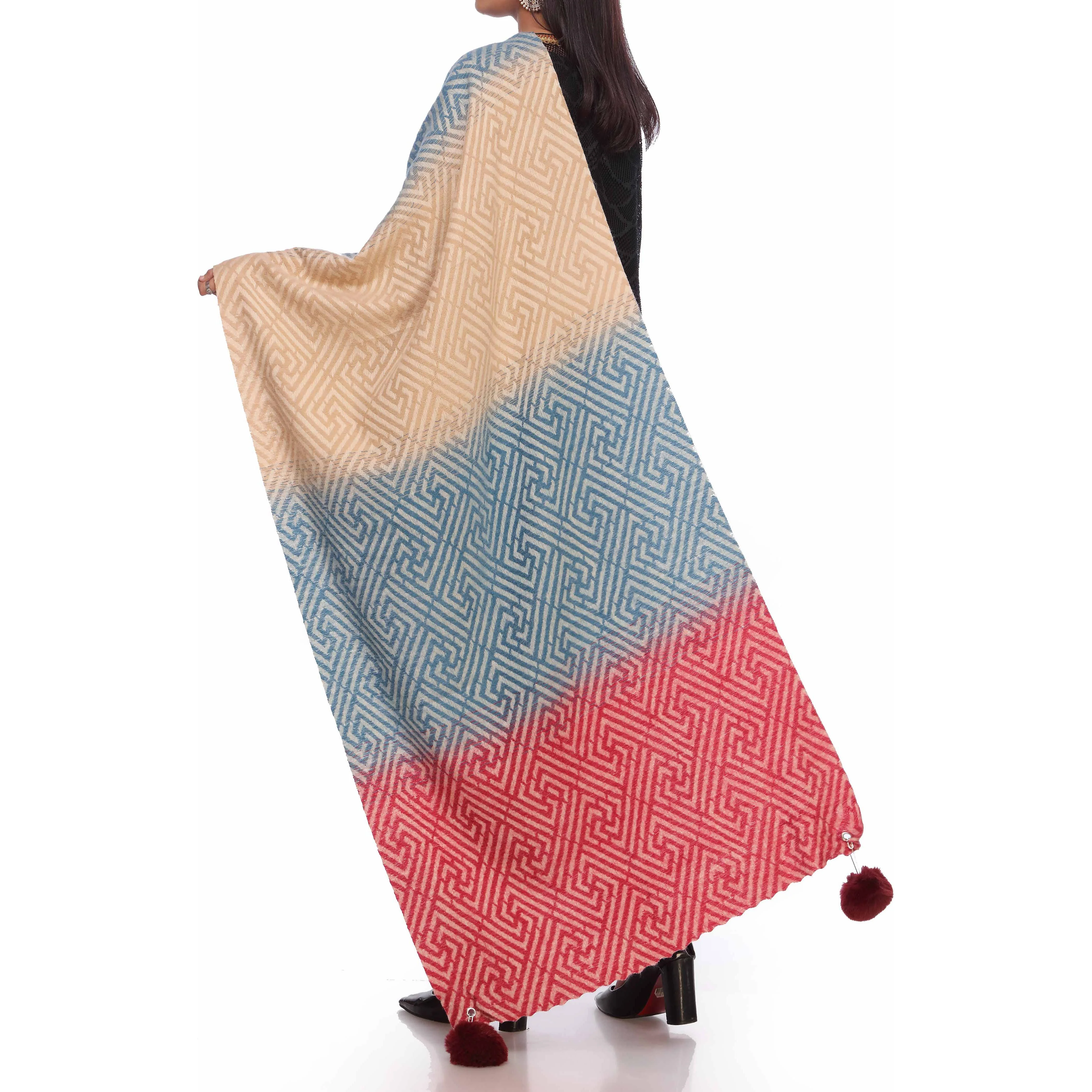 Blue Two Tone Shawl PW2734 - Image 3