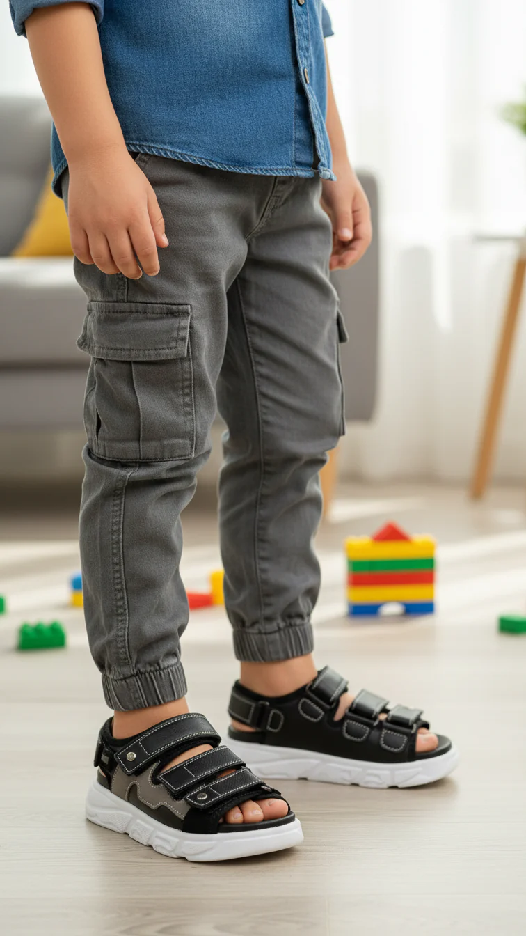 Boys Black Casual Sandal KD4895