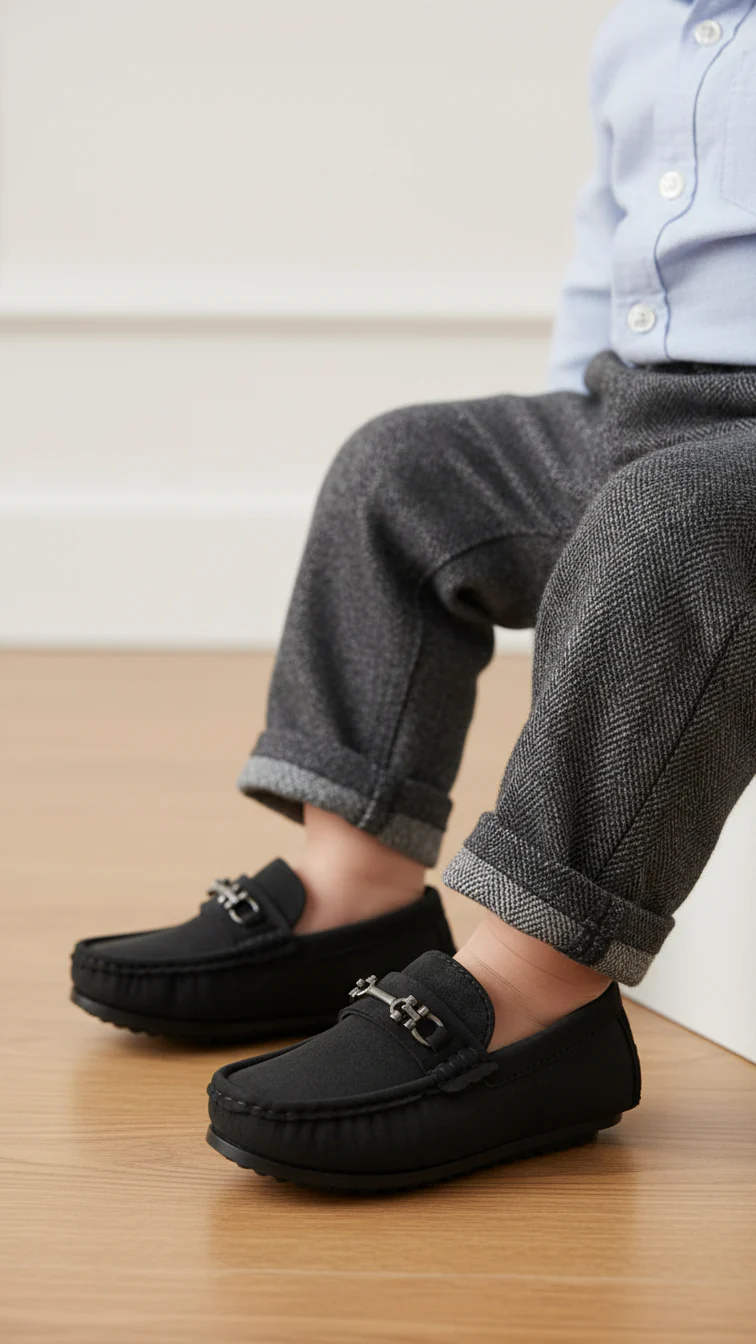 Boys Black Formal Moccasin KD2504