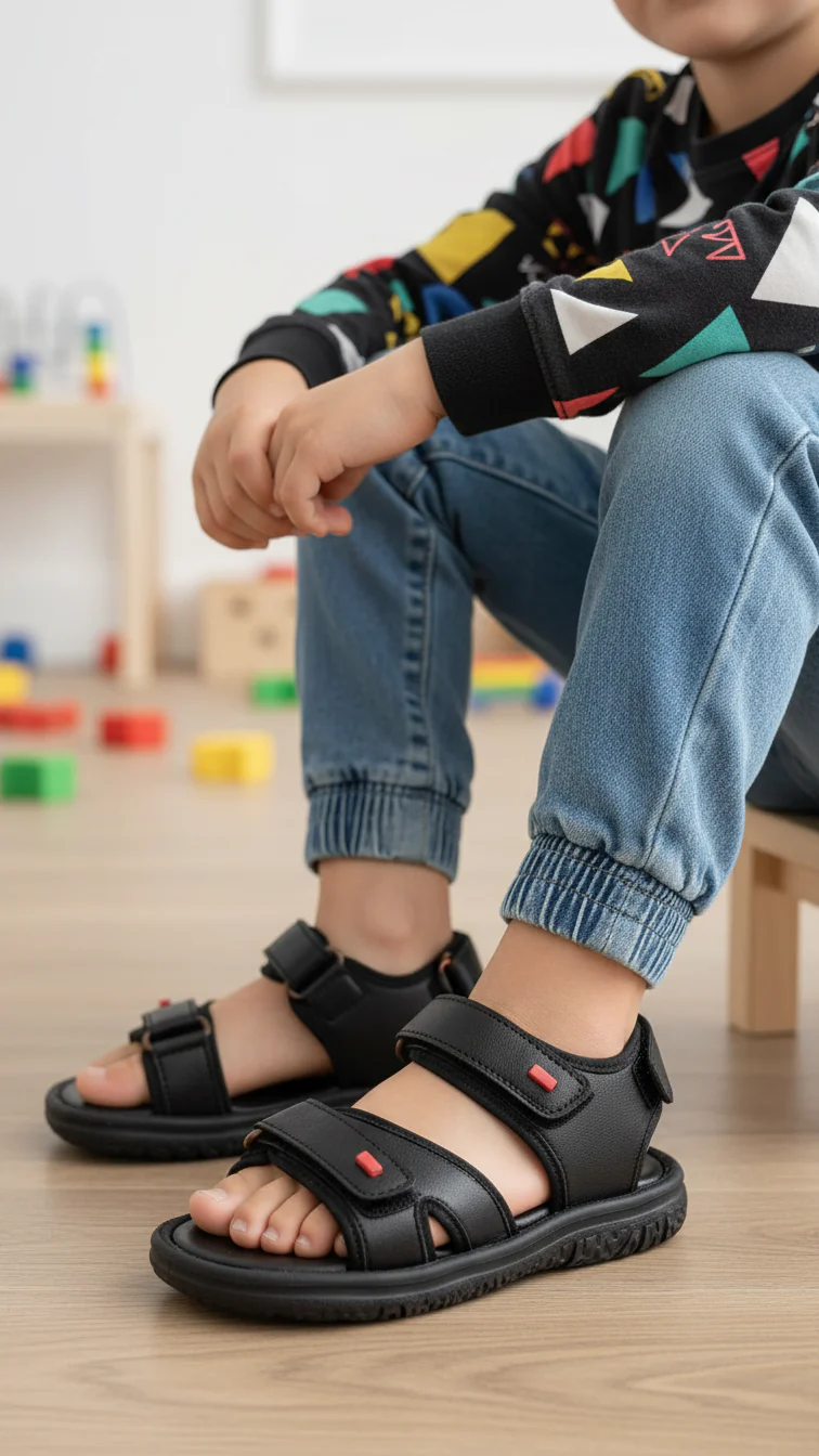 Boys Black Formal Sandal KD9962