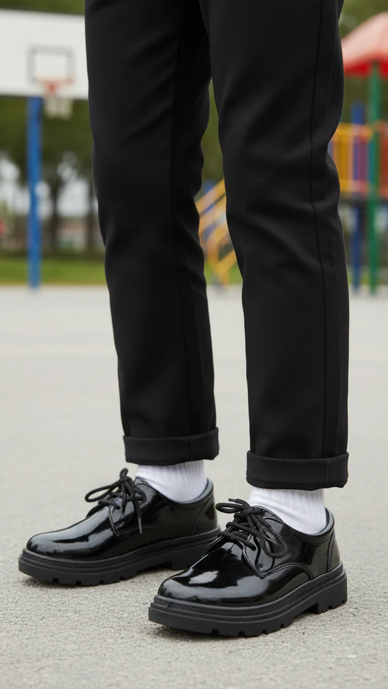 Boys Black Lace Up School Shoes SK1105
