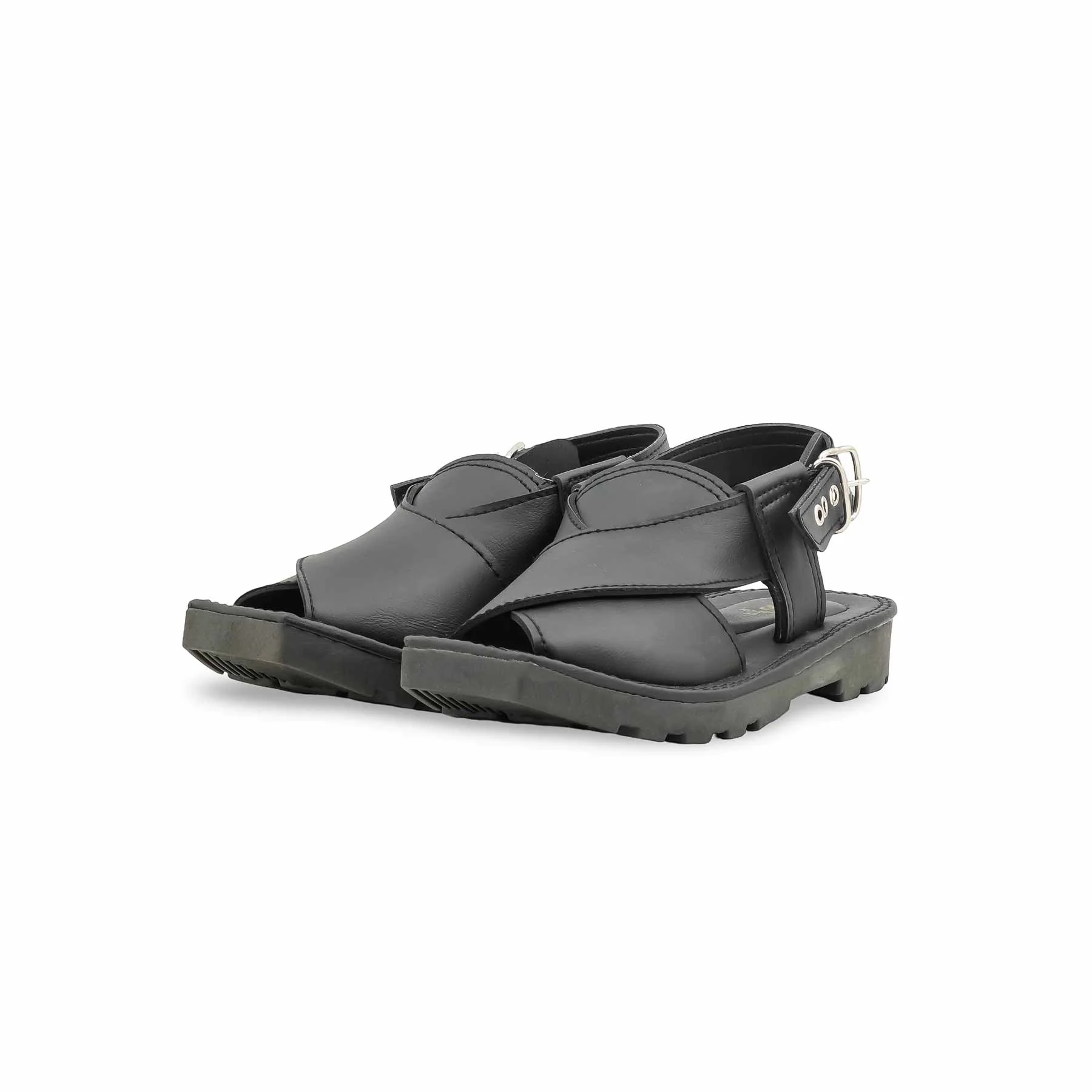 Boys Black Peshawari Chappal KD2656 - Image 4
