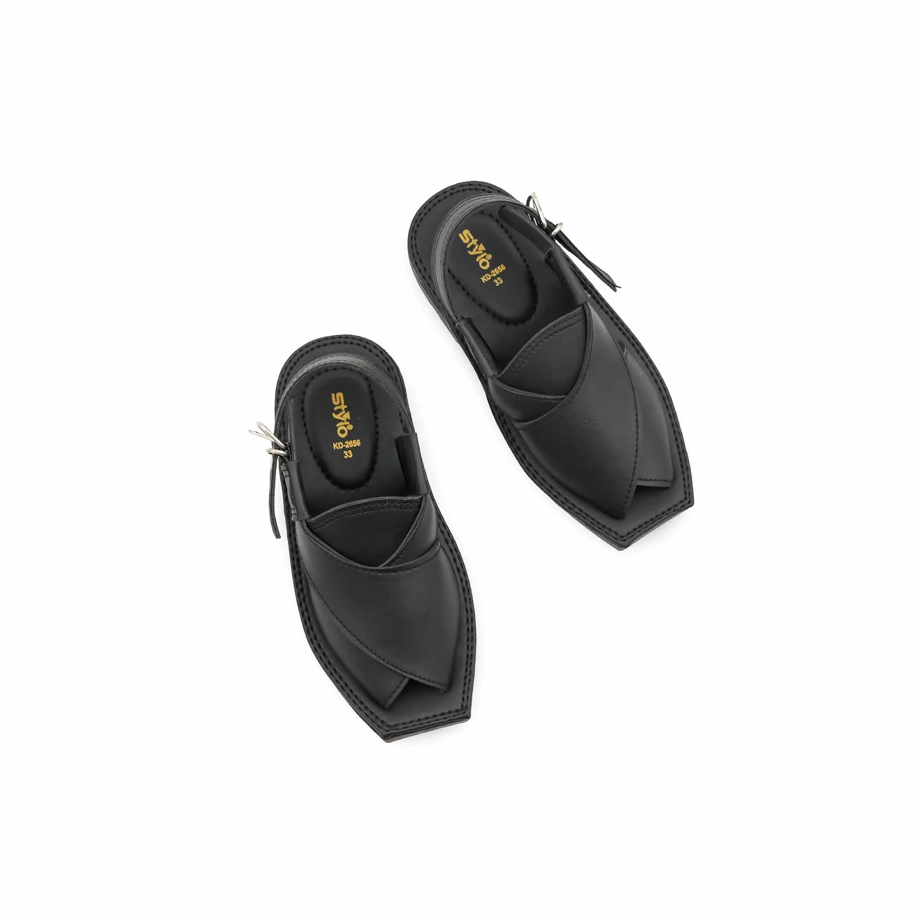Boys Black Peshawari Chappal KD2656 - Image 6