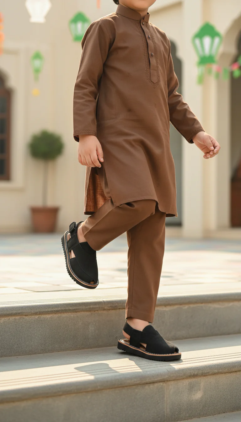 Boys Black Peshawari Chappal KD2733 - Image 2