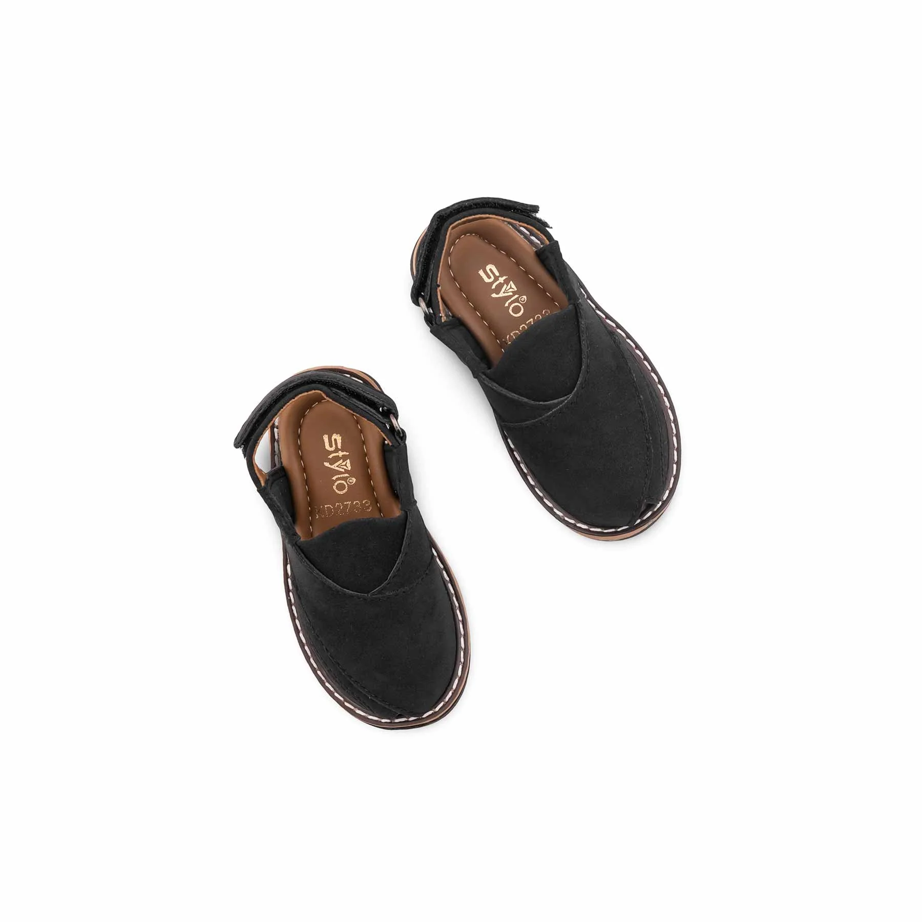 Boys Black Peshawari Chappal KD2733 - Image 6