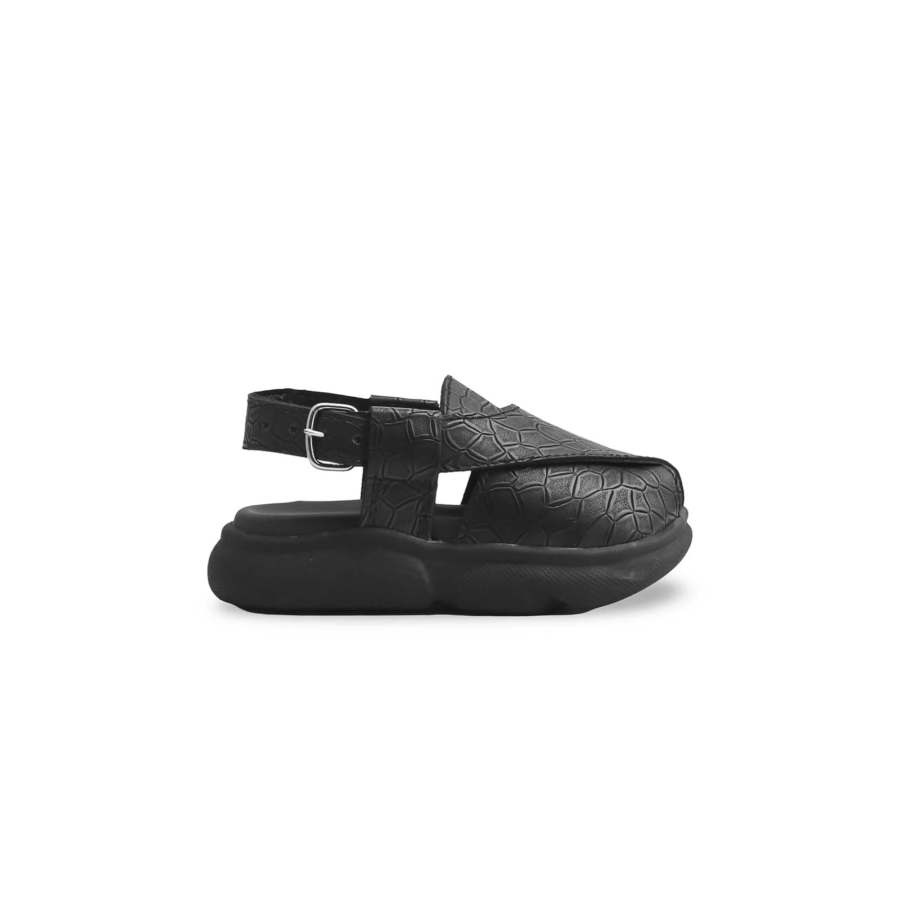 Boys Black Peshawari Chappal KD4725 - Image 2