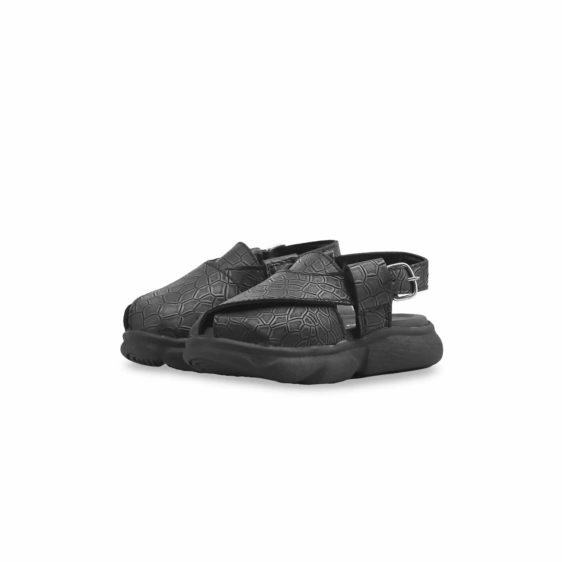 Boys Black Peshawari Chappal KD4725 - Image 3