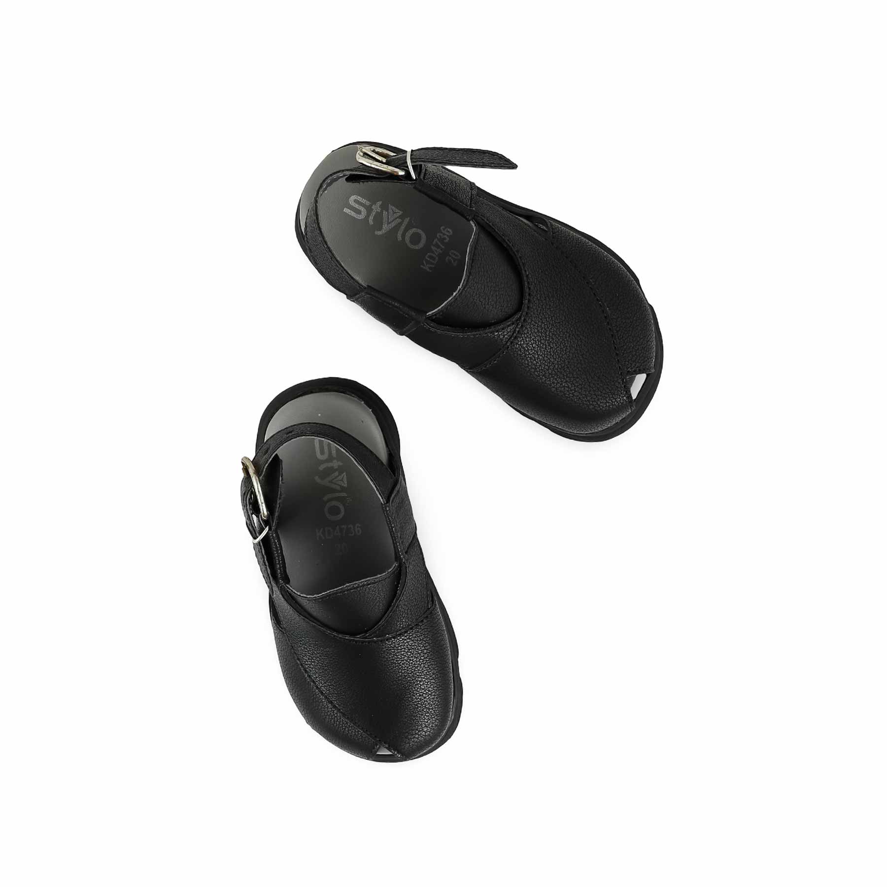 Boys Black Peshawari Chappal KD4736 - Image 5