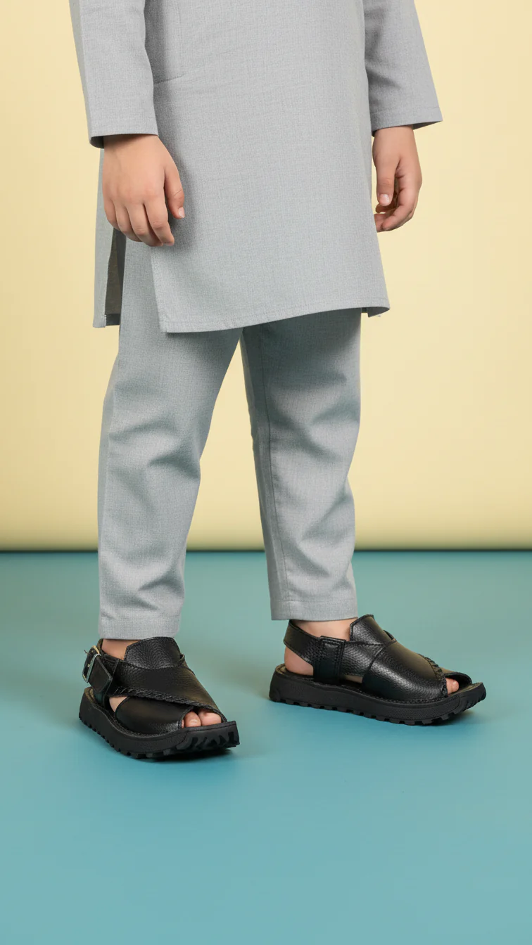 Boys Black Peshawari Chappal KD4929