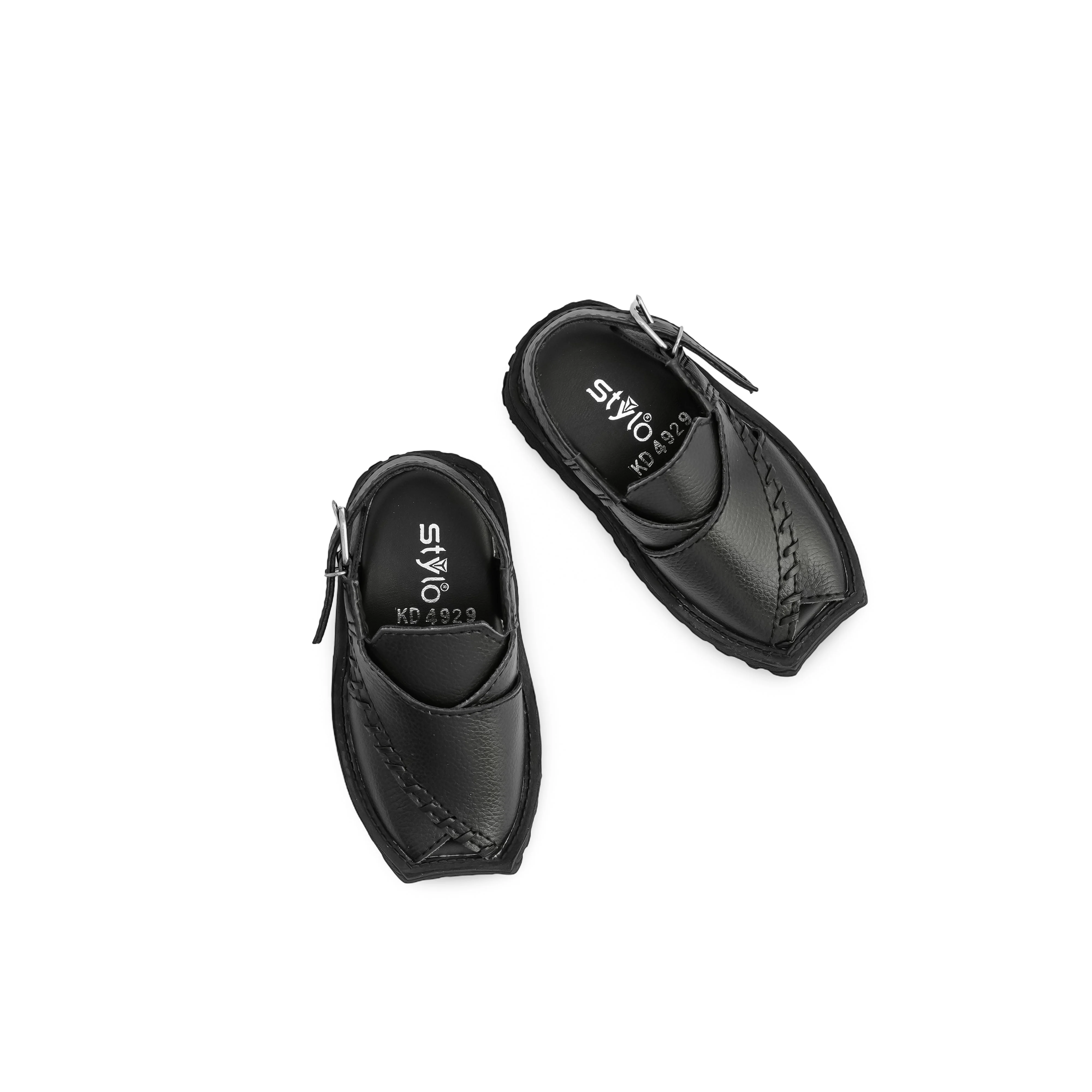 Boys Black Peshawari Chappal KD4929 - Image 5