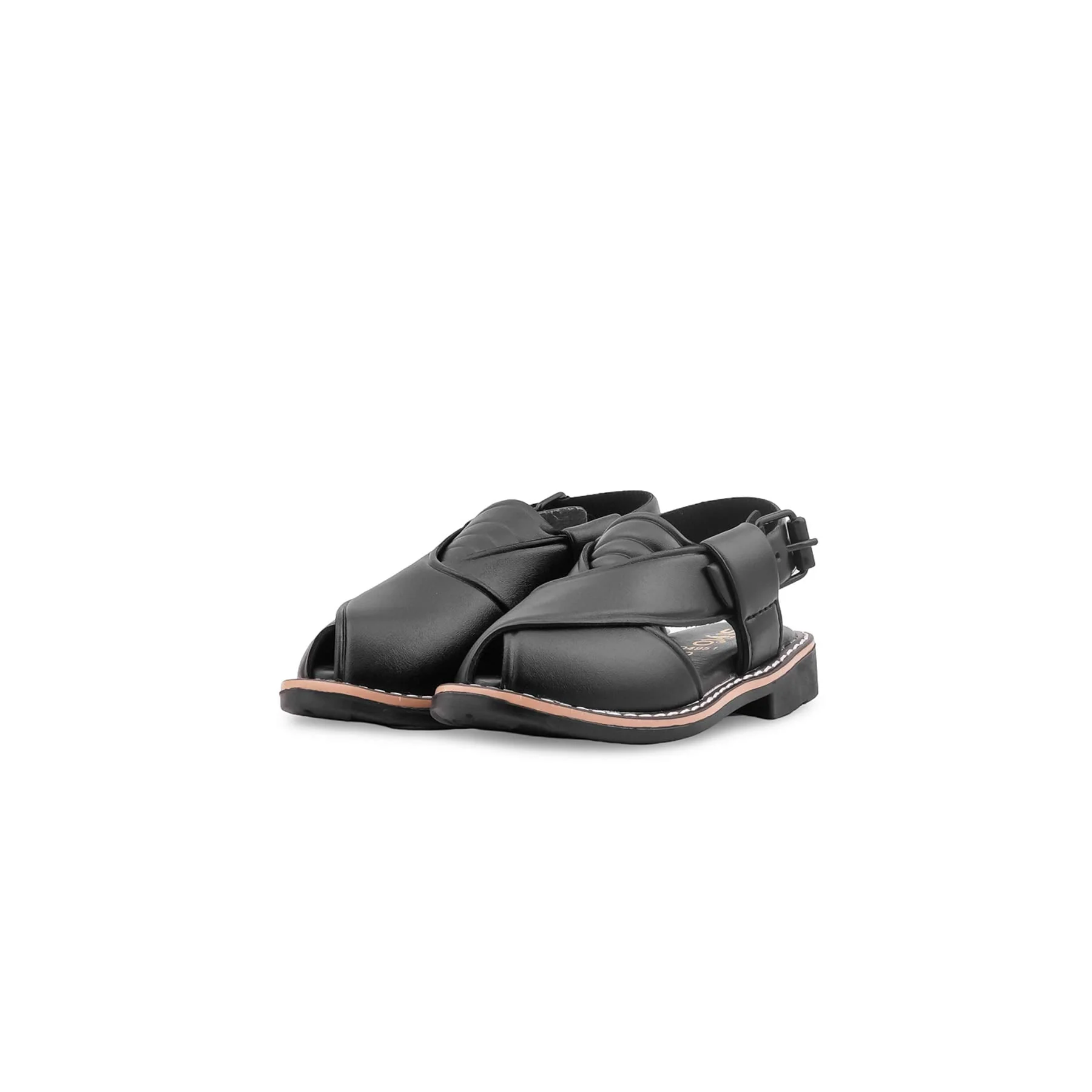 Boys Black Peshawari Chappal KD4951 - Image 4