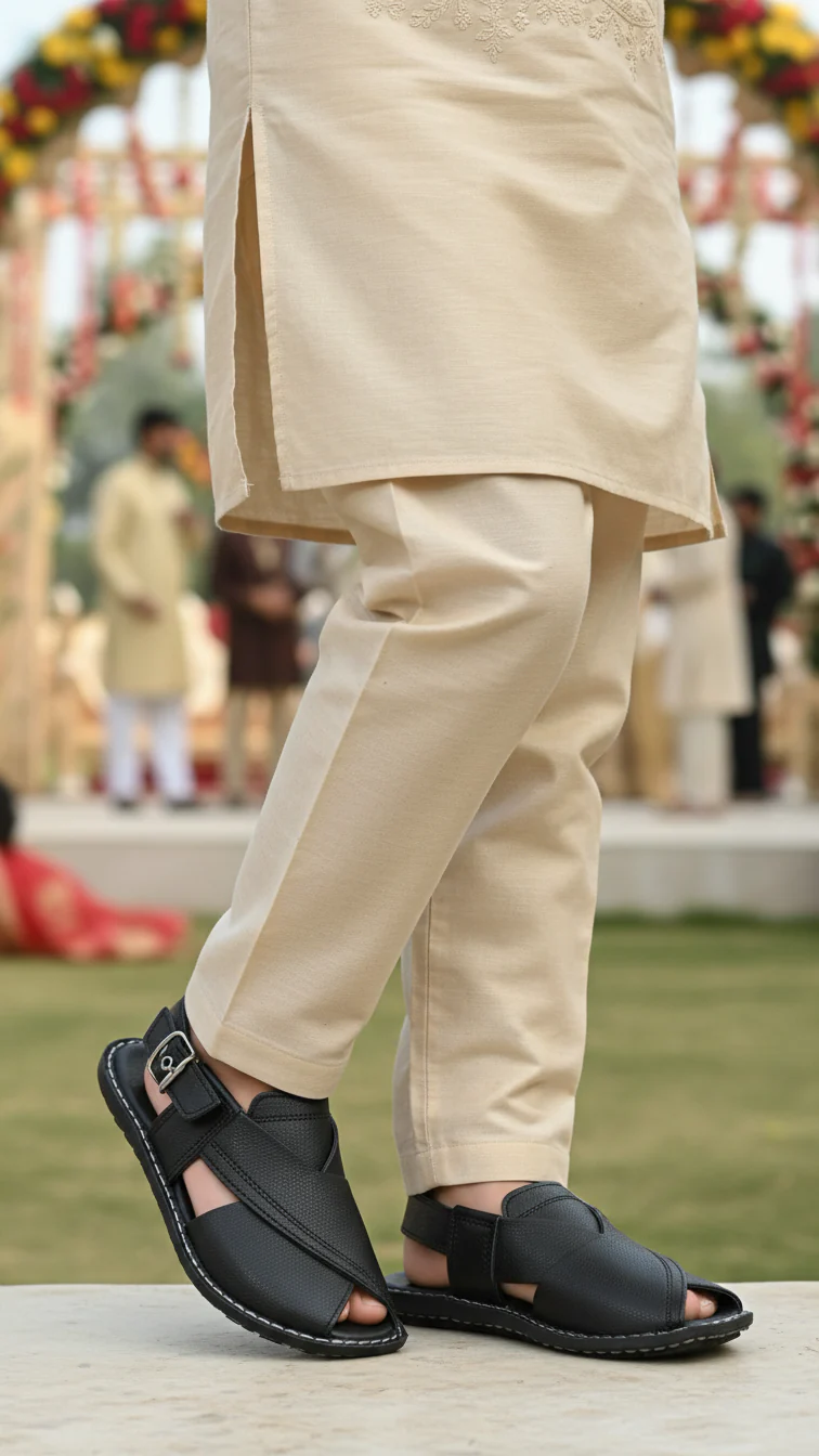 Boys Black Peshawari Chappal KD9935