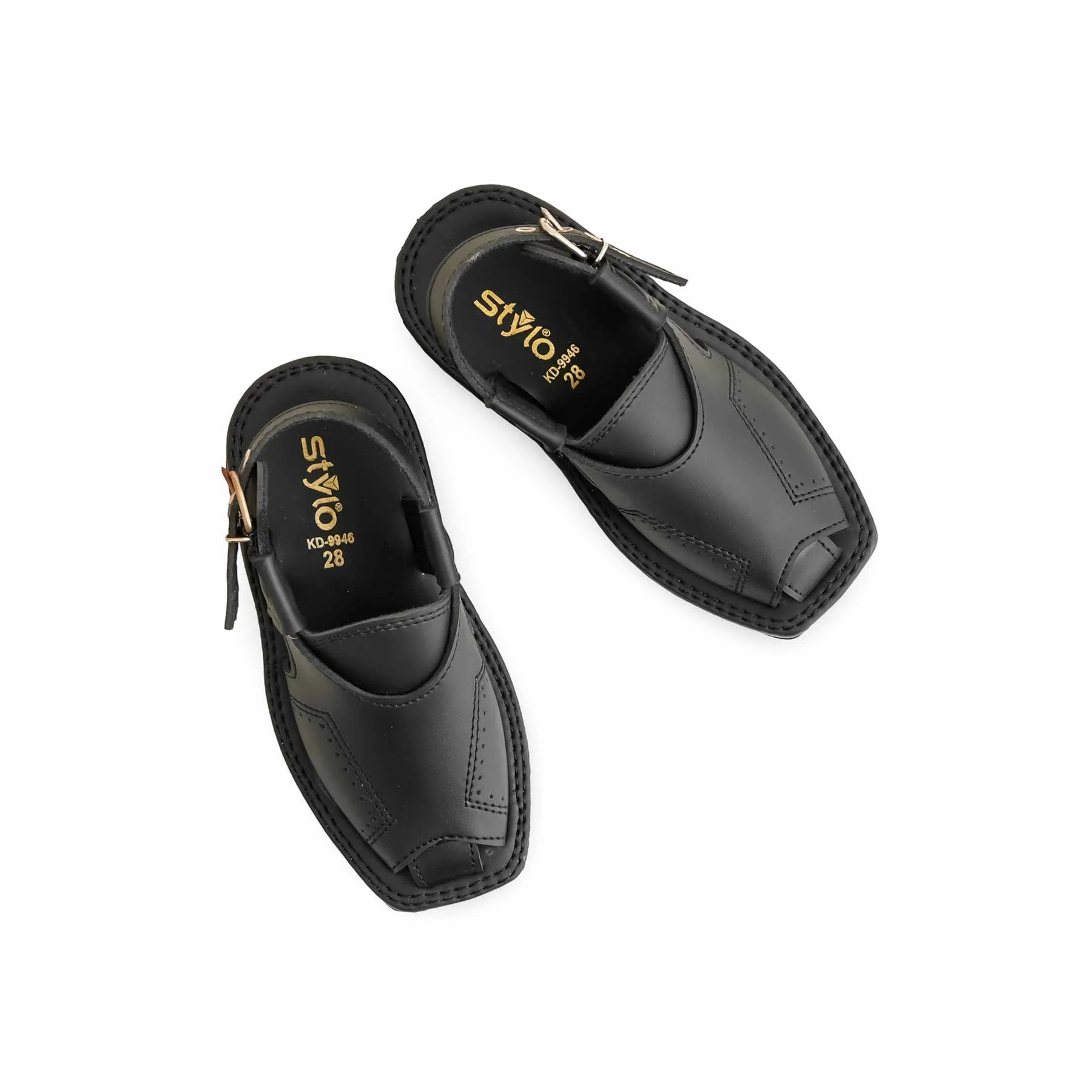 Boys Black Peshawari Chappal KD9946 - Image 5