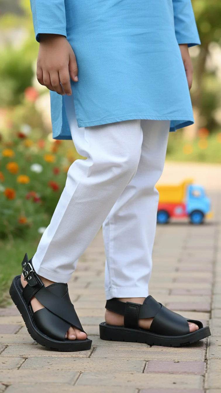 Boys Black Peshawari Chappal KD9958