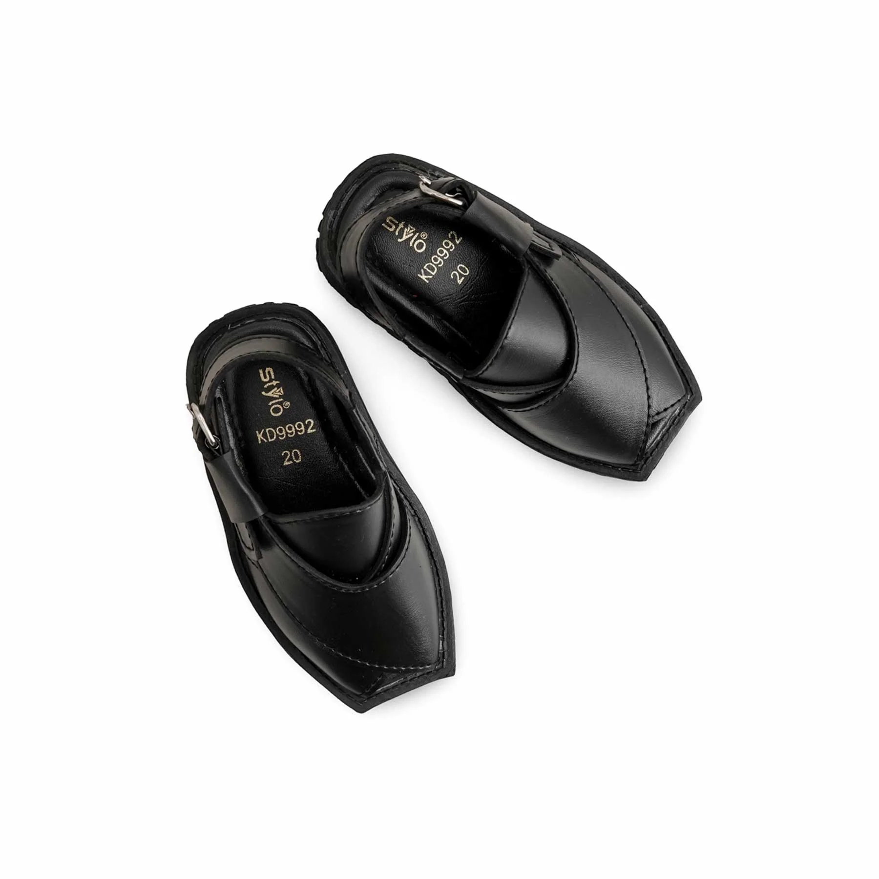 Boys Black Peshawari Chappal KD9992 - Image 5