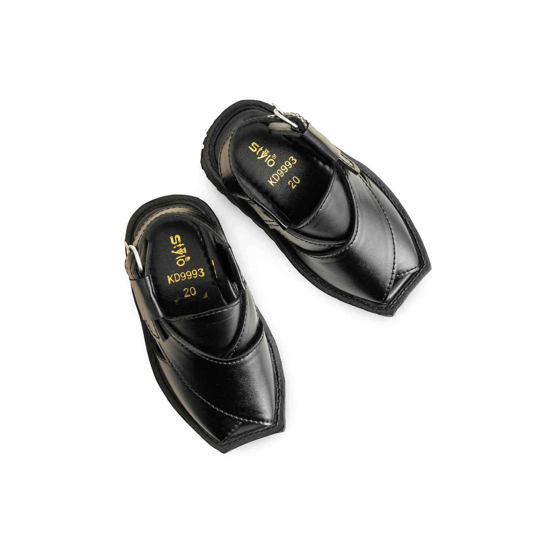 Boys Black Peshawari Chappal KD9993 - Image 5