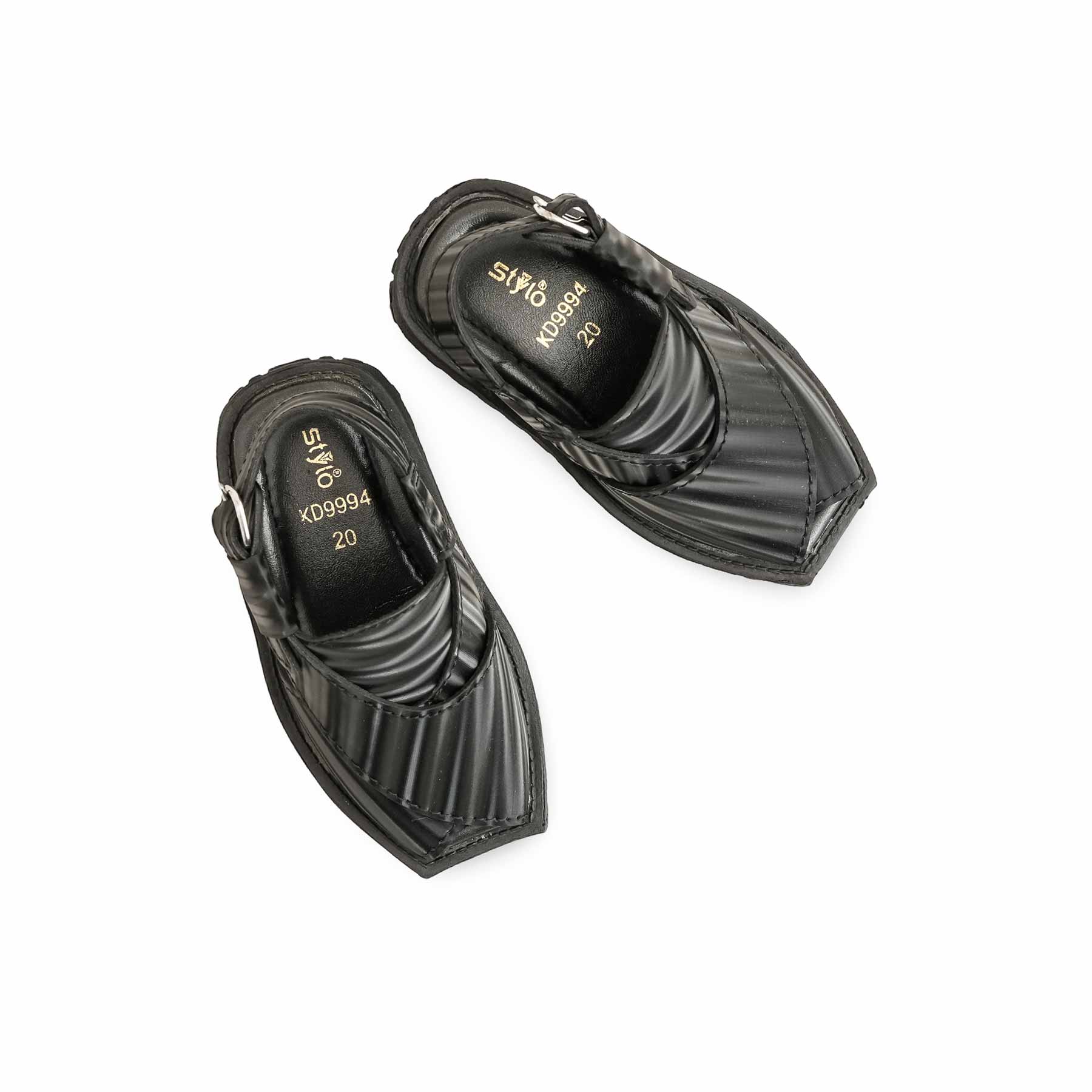 Boys Black Peshawari Chappal KD9994 - Image 5